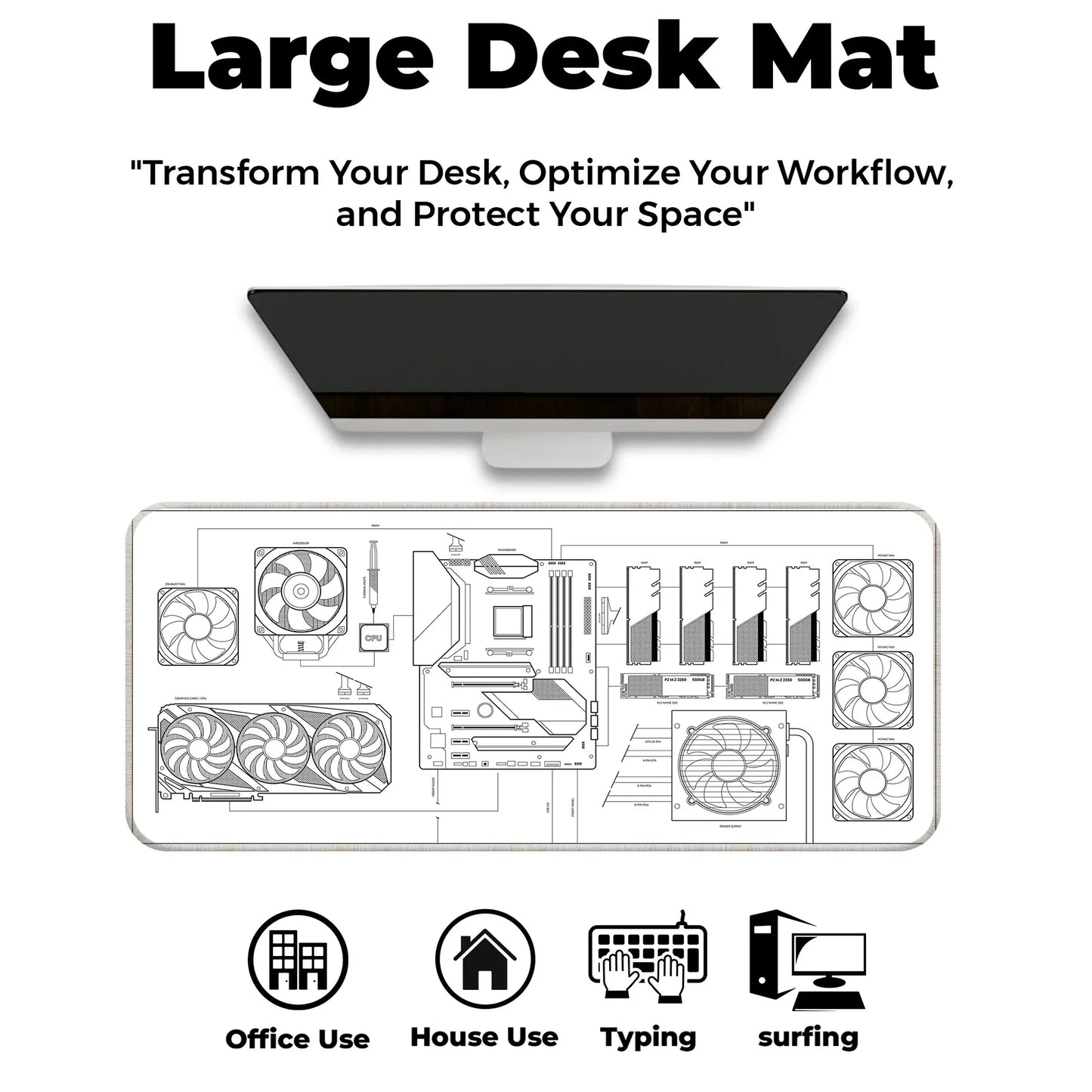 PC Building Guide - White - E-XL Mousepad image 5