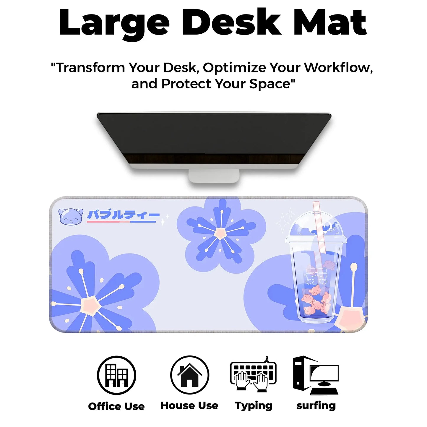 Bubble Tea Cup - Blue - E-XL Mousepad image 5