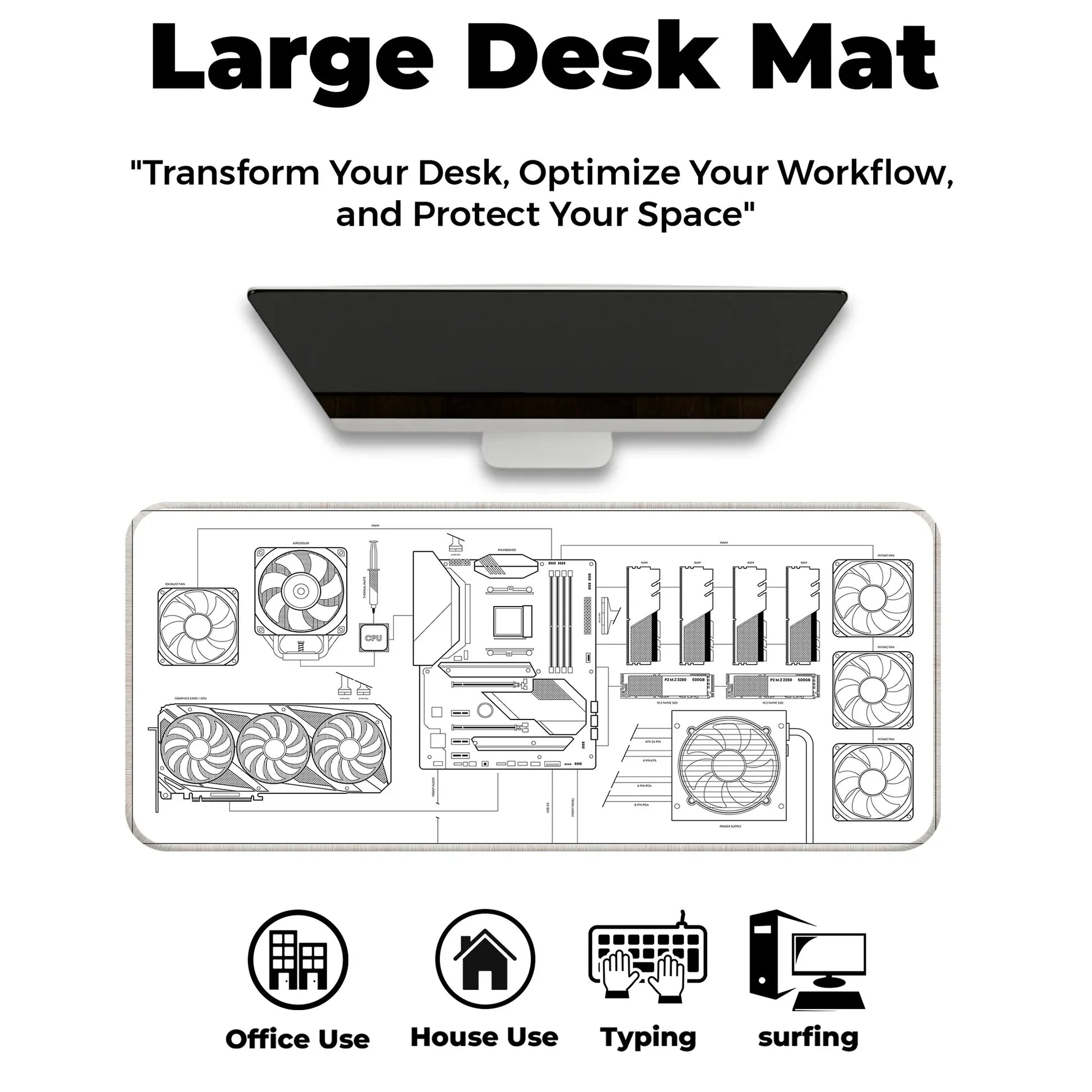 PC Building Guide - White - E-XL Mousepad image 5