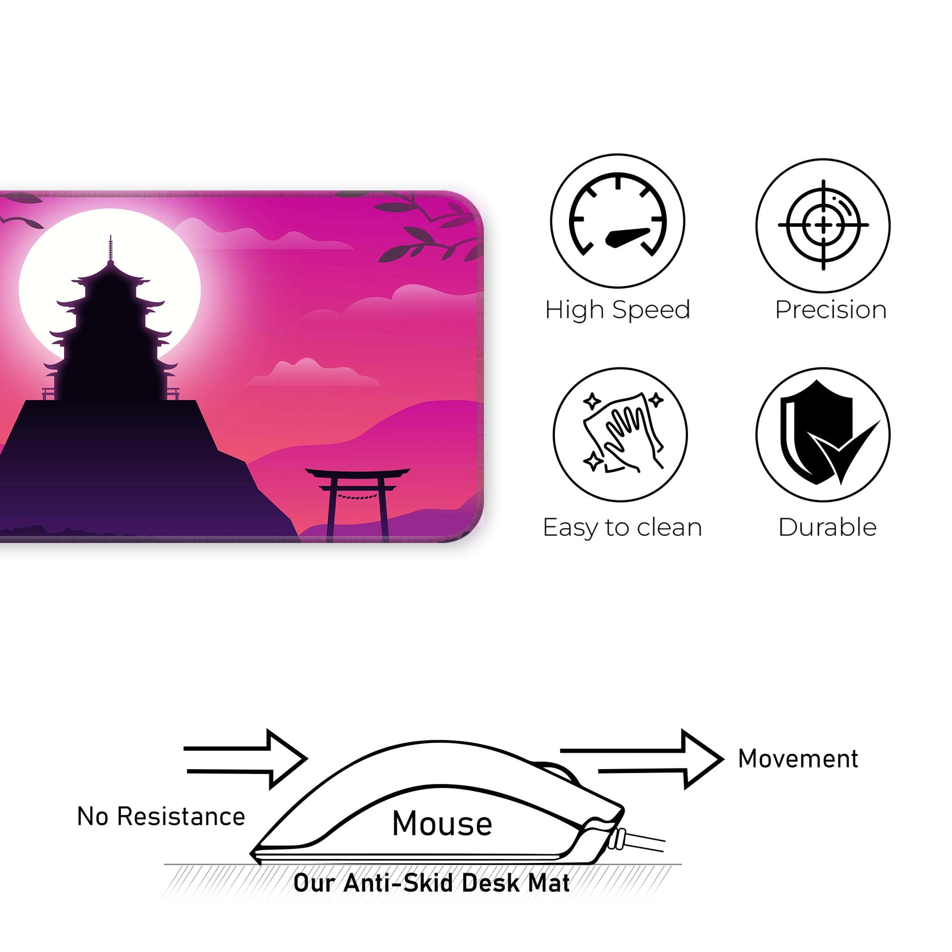 Pink Japanese Temple - E-XL Mousepad image 3