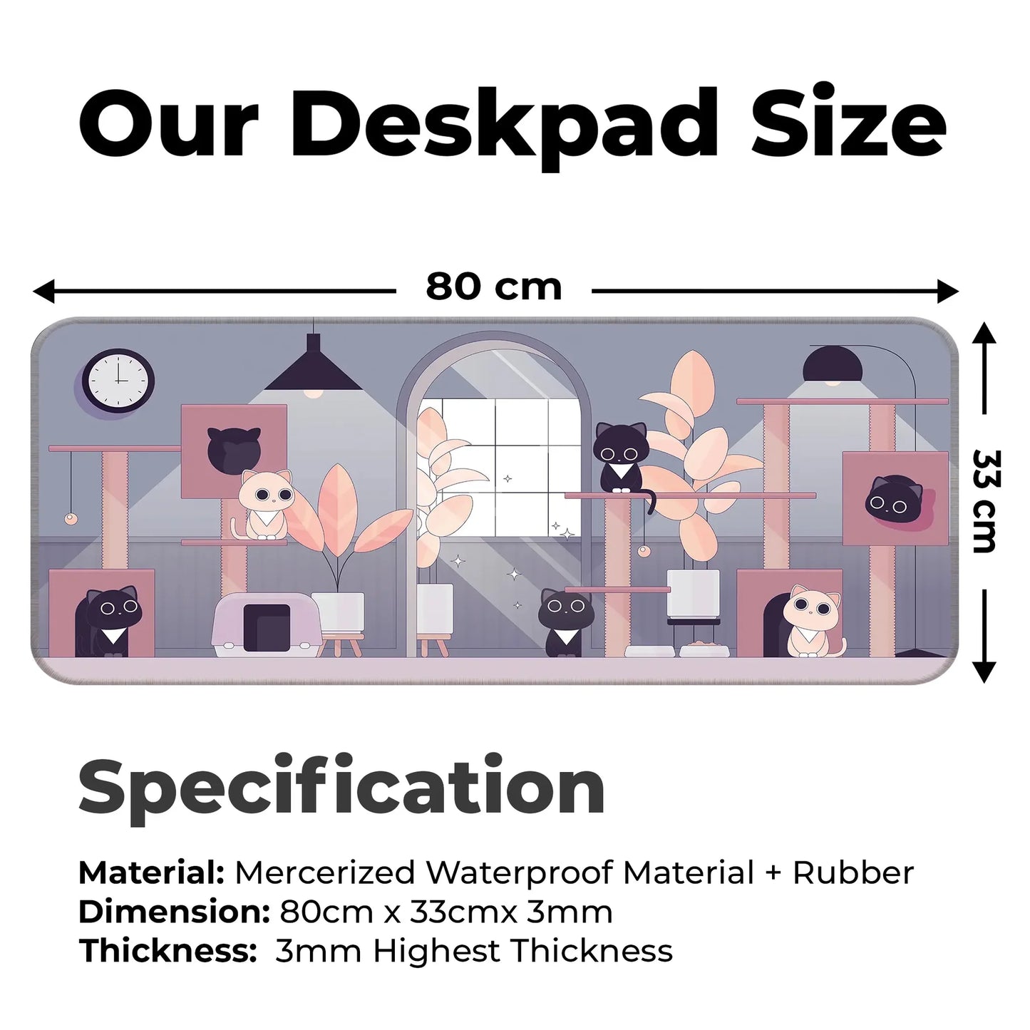 Relaxed Black Kittens - Lavender - E-XL Mousepad image 1