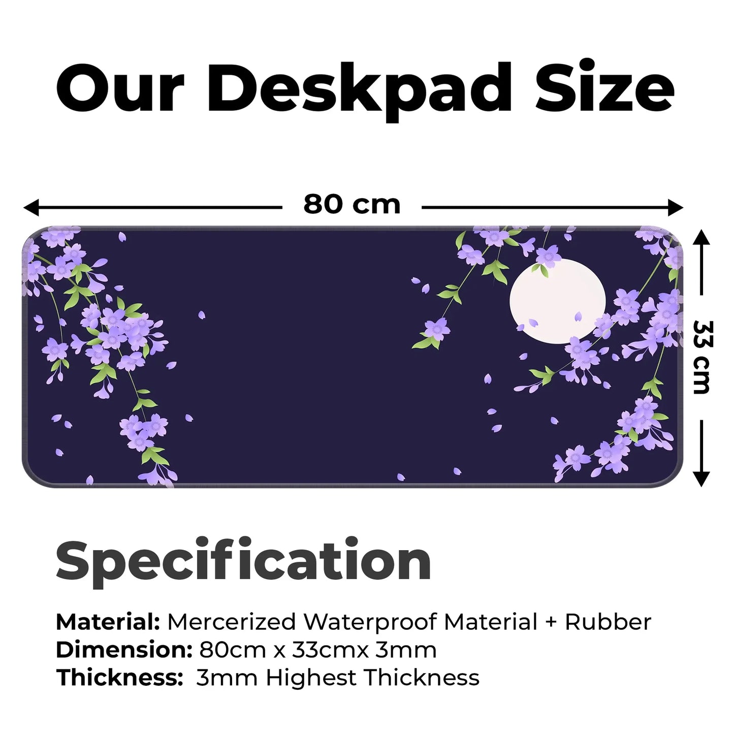 Sakura Petals Moon - Purple - E-XL Mousepad image 1