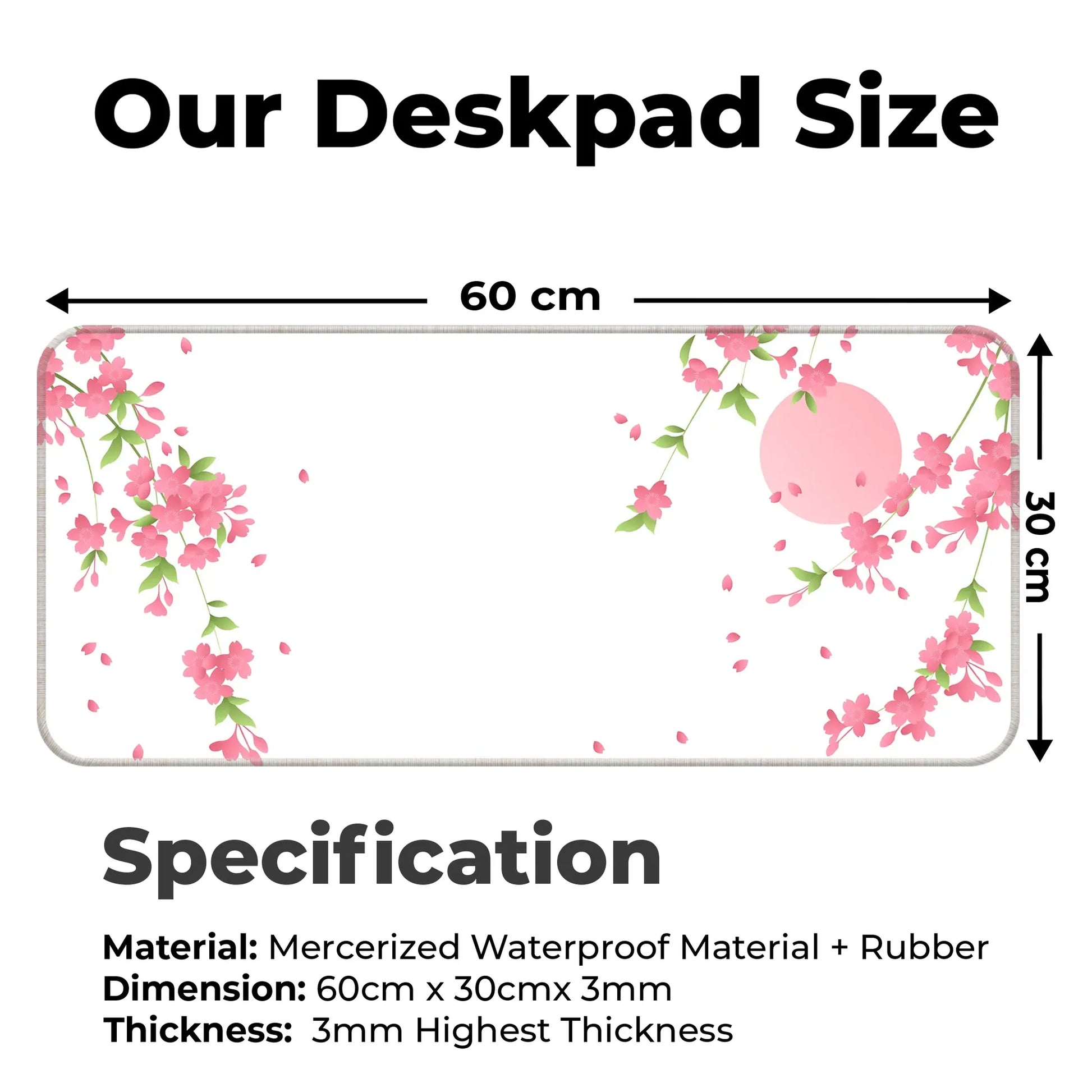 Sakura Petals Moon - White - E-XL Mousepad image 1