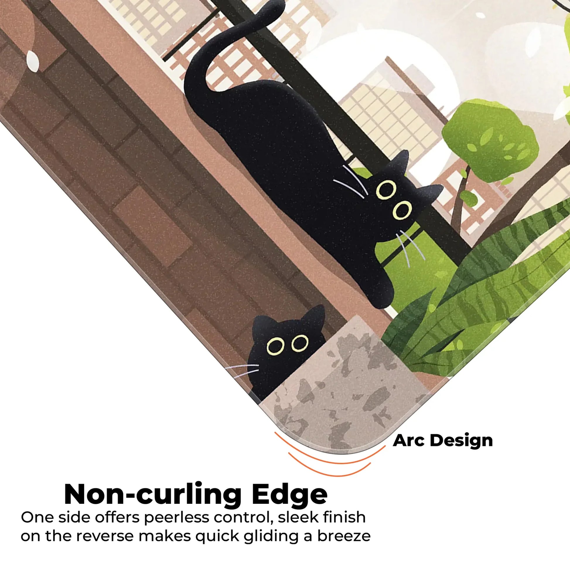 Relaxed Black Kittens - Green - E-XL Mousepad image 4