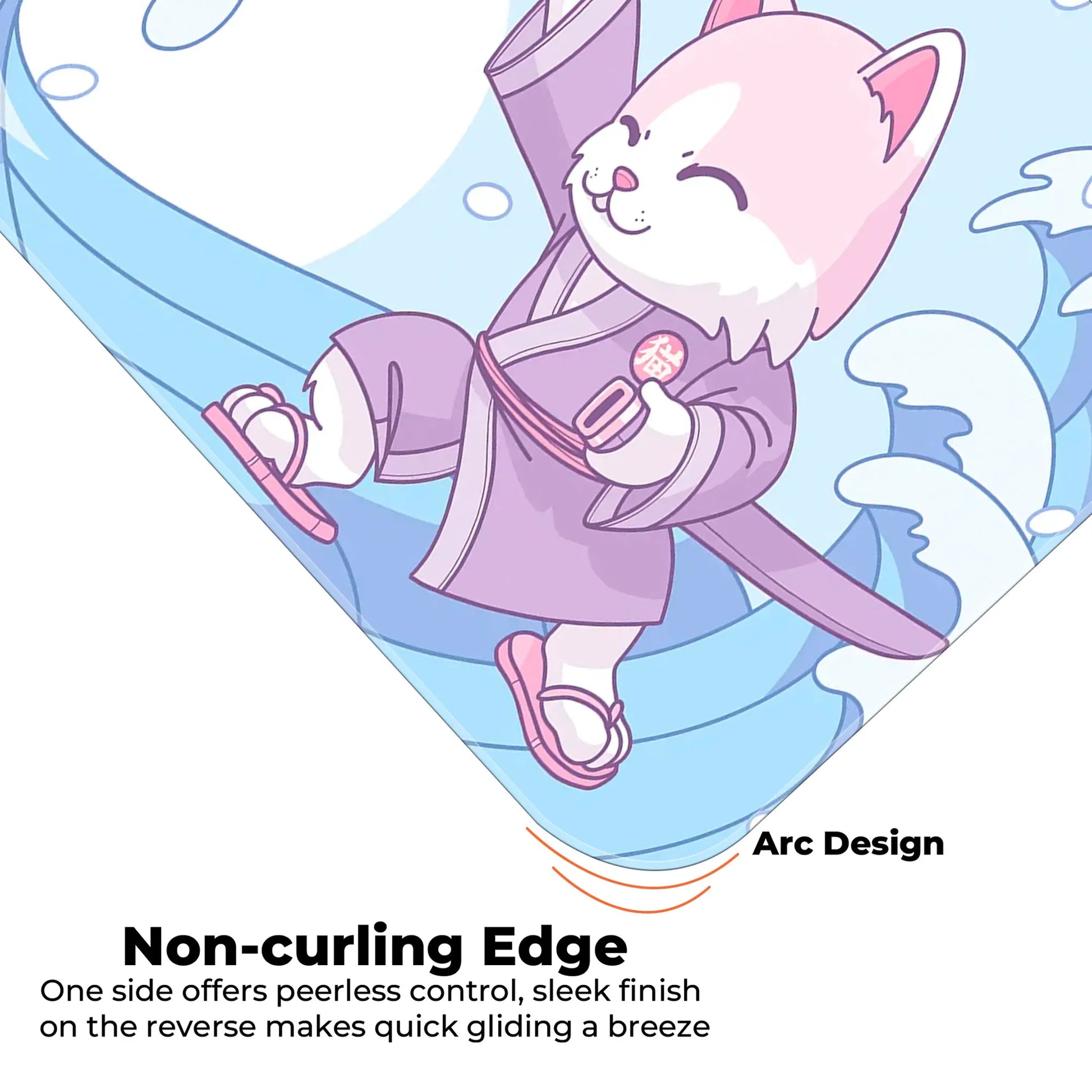 Japanese Cat - Blue - E-XL Mousepad image 4