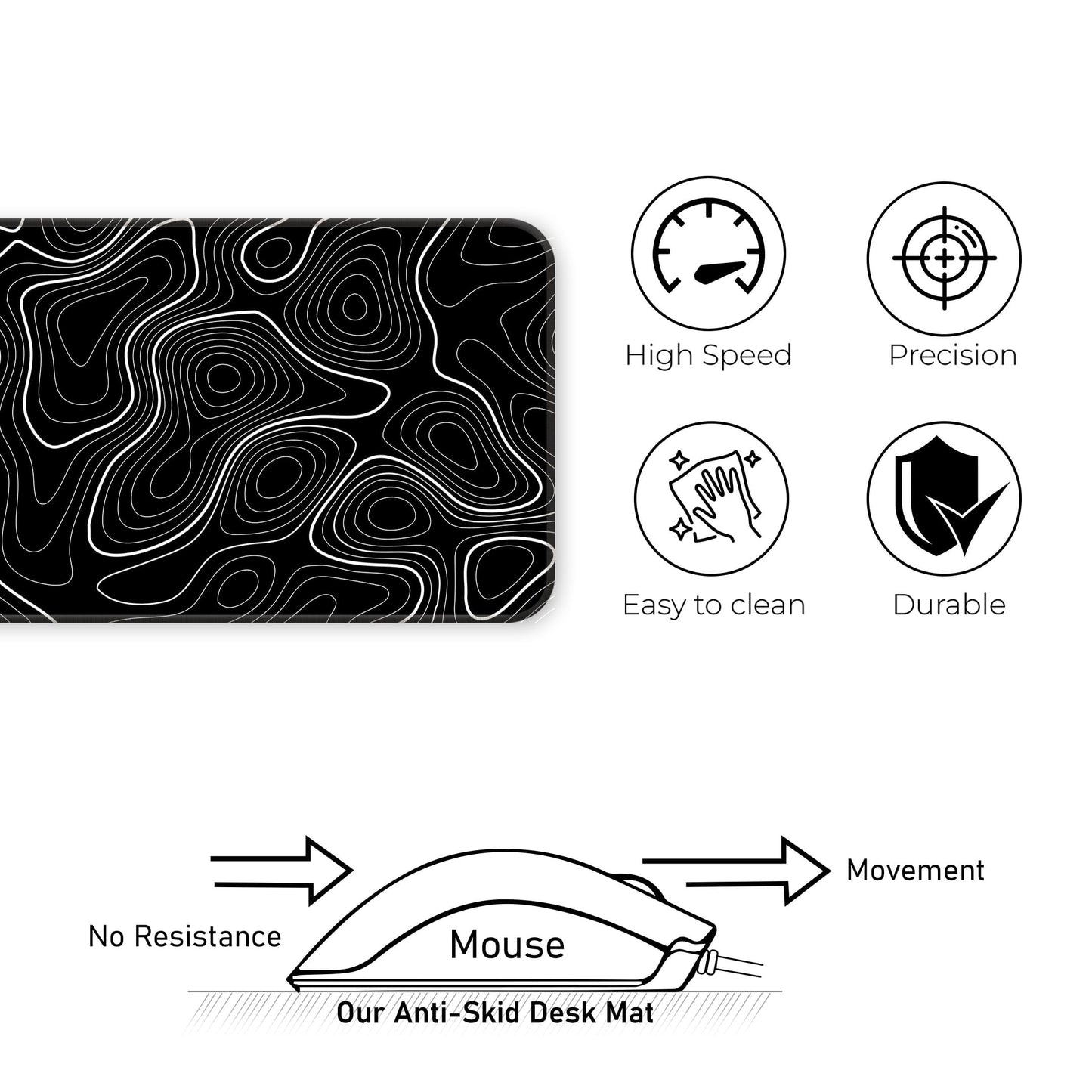 Black Topography - E-XL Mousepad image 3
