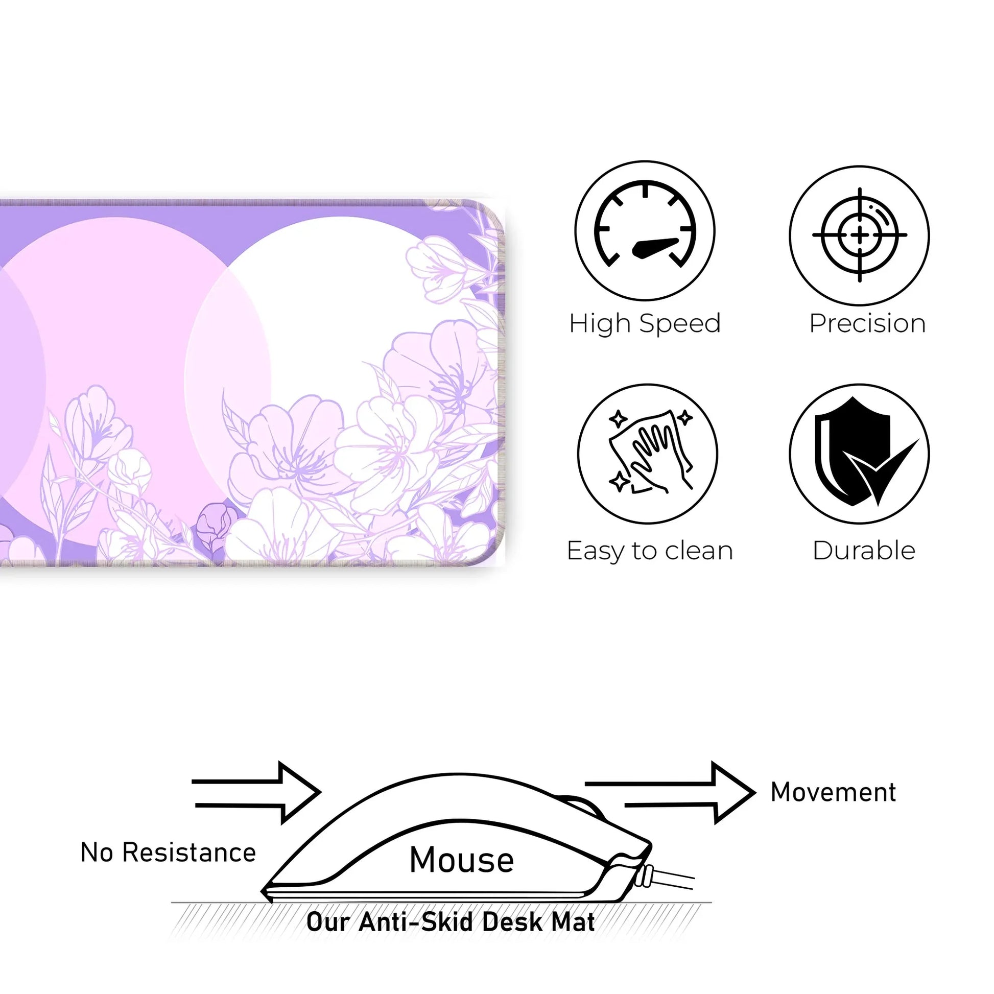 Sakura Circles - Lavender - E-XL Mousepad image 3