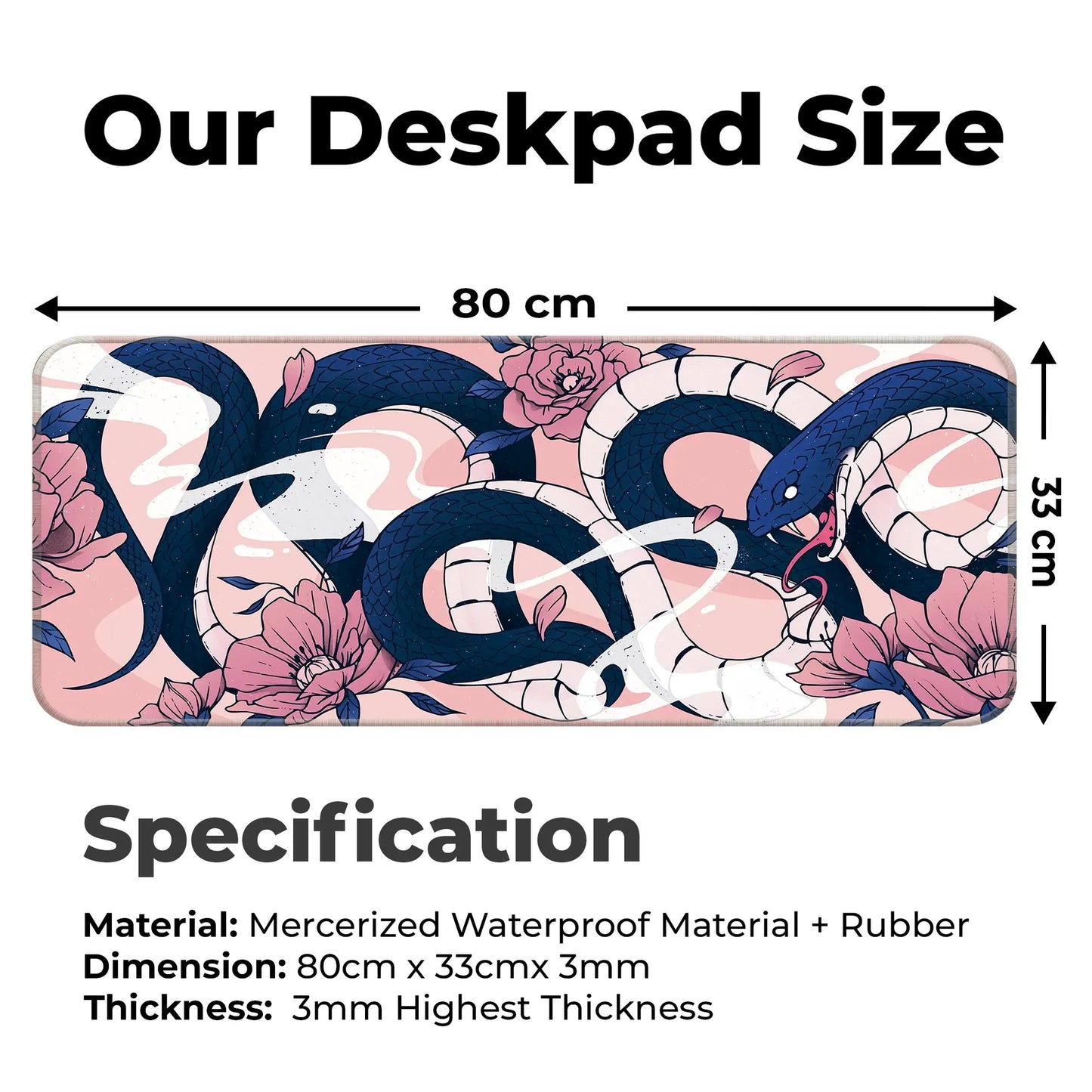 Sakura Snakes - Blue - E-XL Mousepad image 1