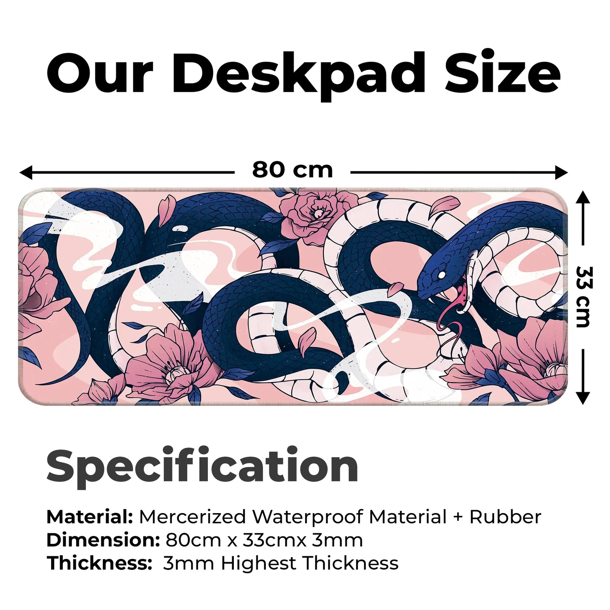 Sakura Snakes - Blue - E-XL Mousepad image 1