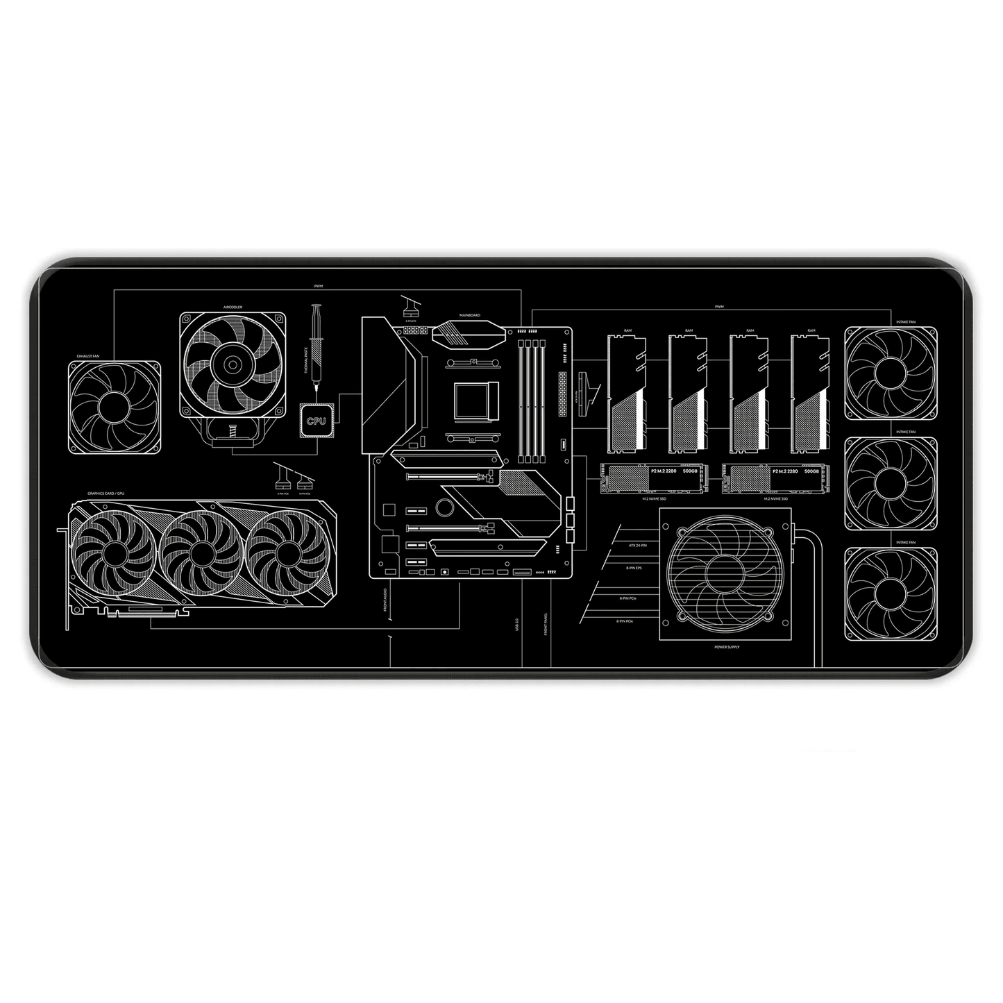 PC Building Guide - Black - E-XL Mousepad image 0