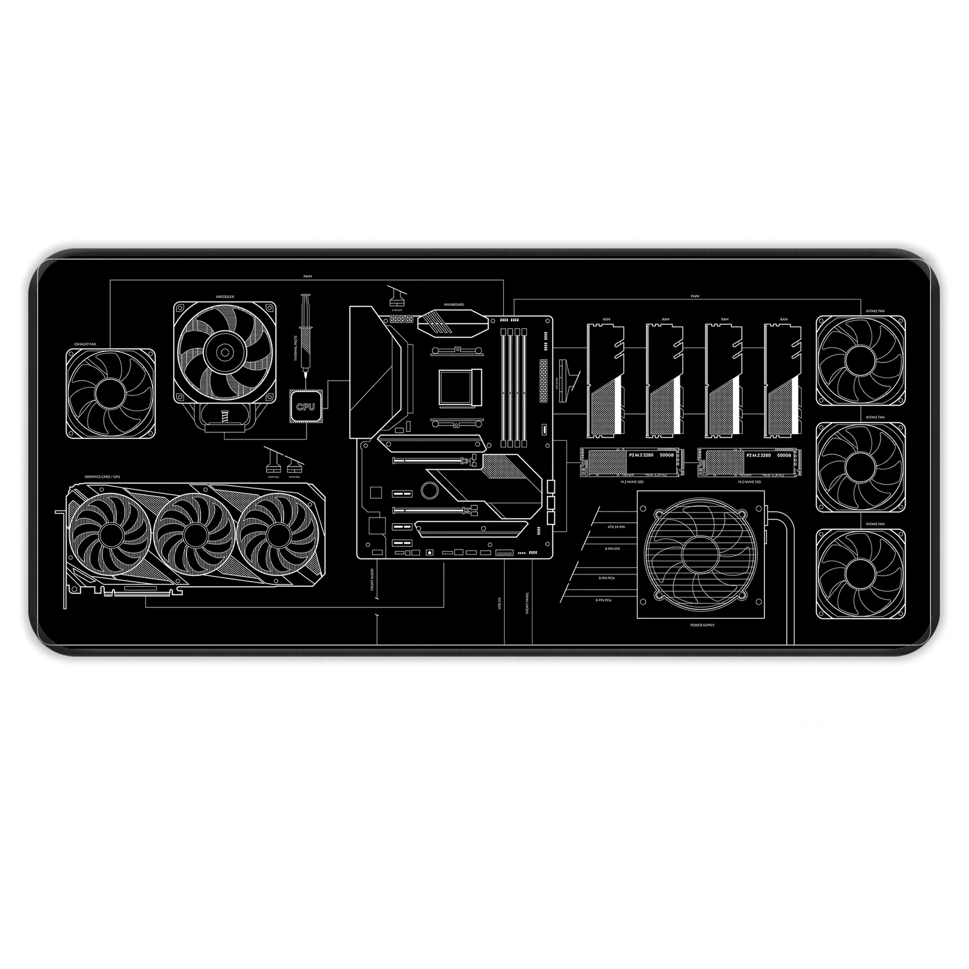 PC Building Guide - Black - E-XL Mousepad image 0