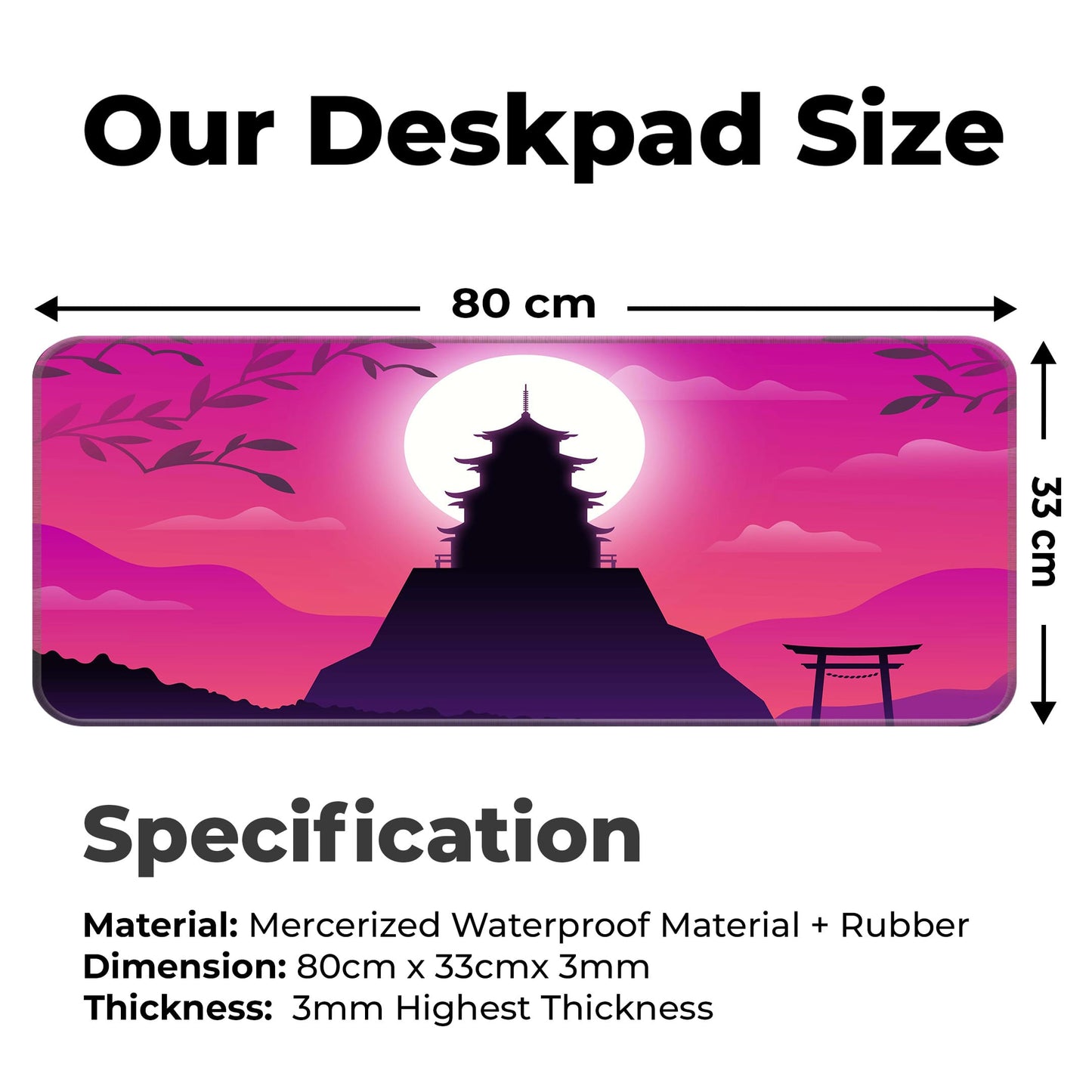 Pink Japanese Temple - E-XL Mousepad image 1