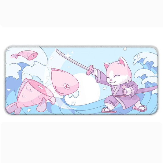 Japanese Cat - Blue - E-XL Mousepad image 0