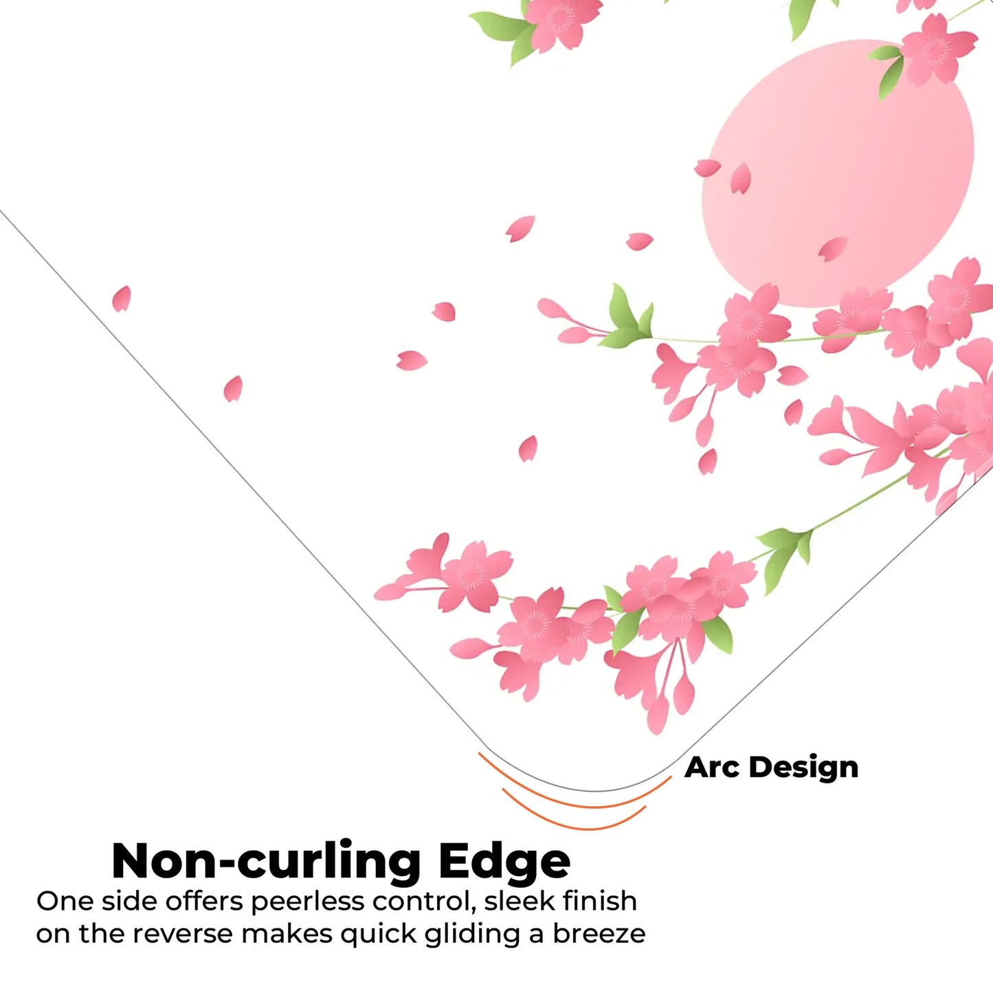 Sakura Petals Moon - White - E-XL Mousepad image 4