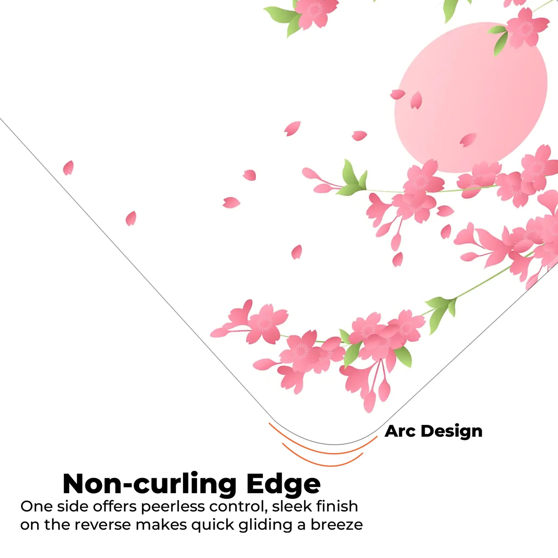 Sakura Petals Moon - White - E-XL Mousepad image 4