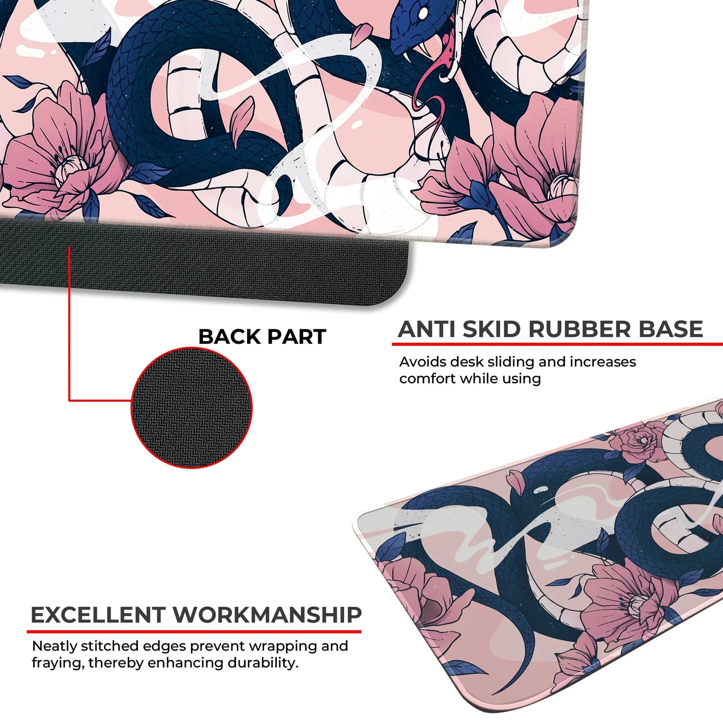 Sakura Snakes - Blue - E-XL Mousepad image 2