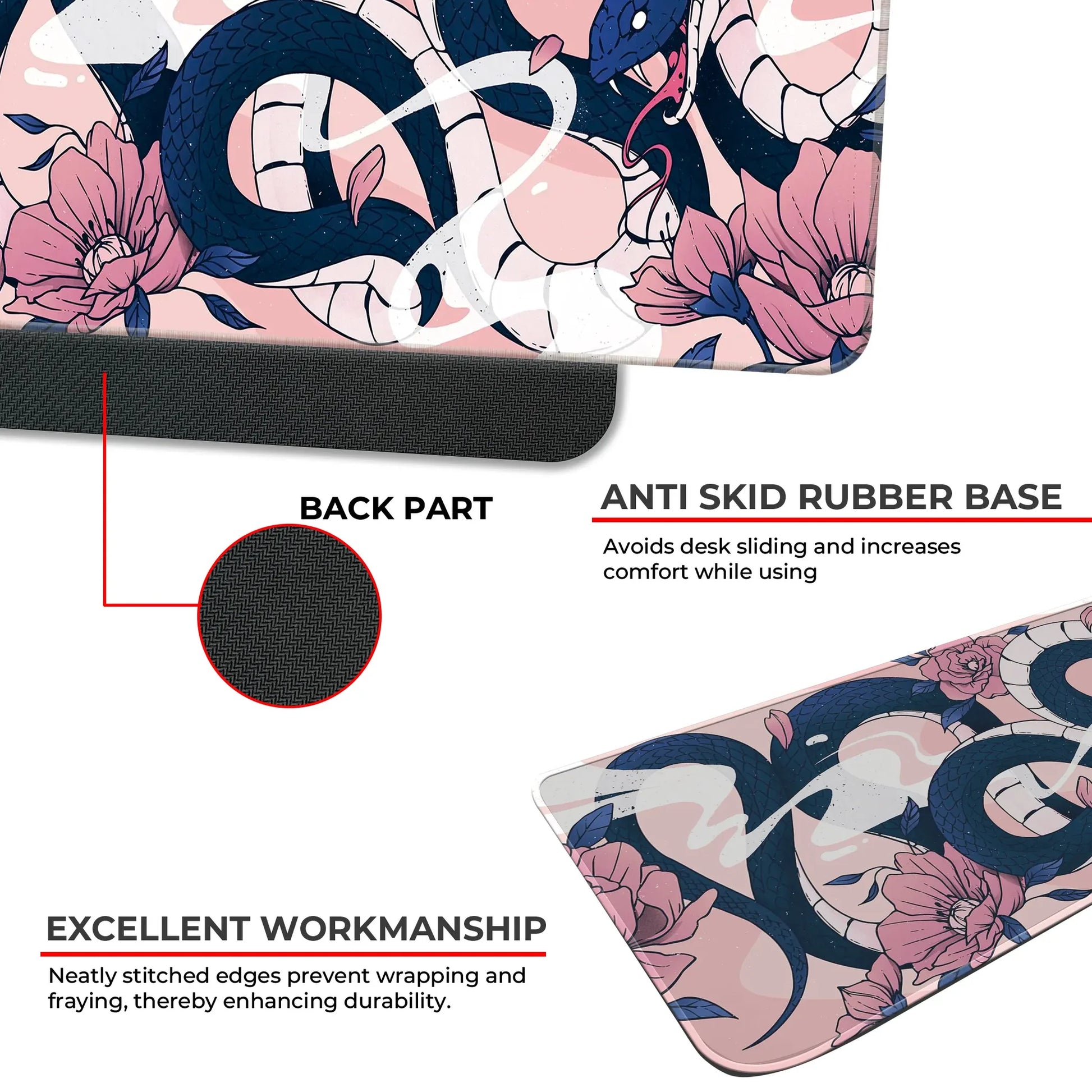 Sakura Snakes - Blue - E-XL Mousepad image 2