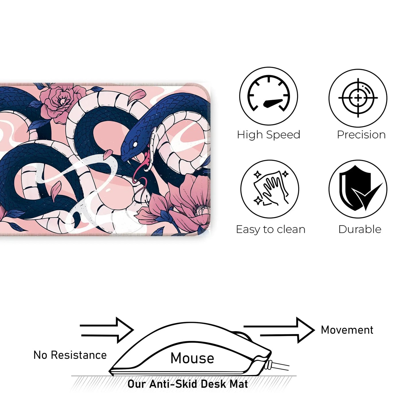 Sakura Snakes - Blue - E-XL Mousepad image 3
