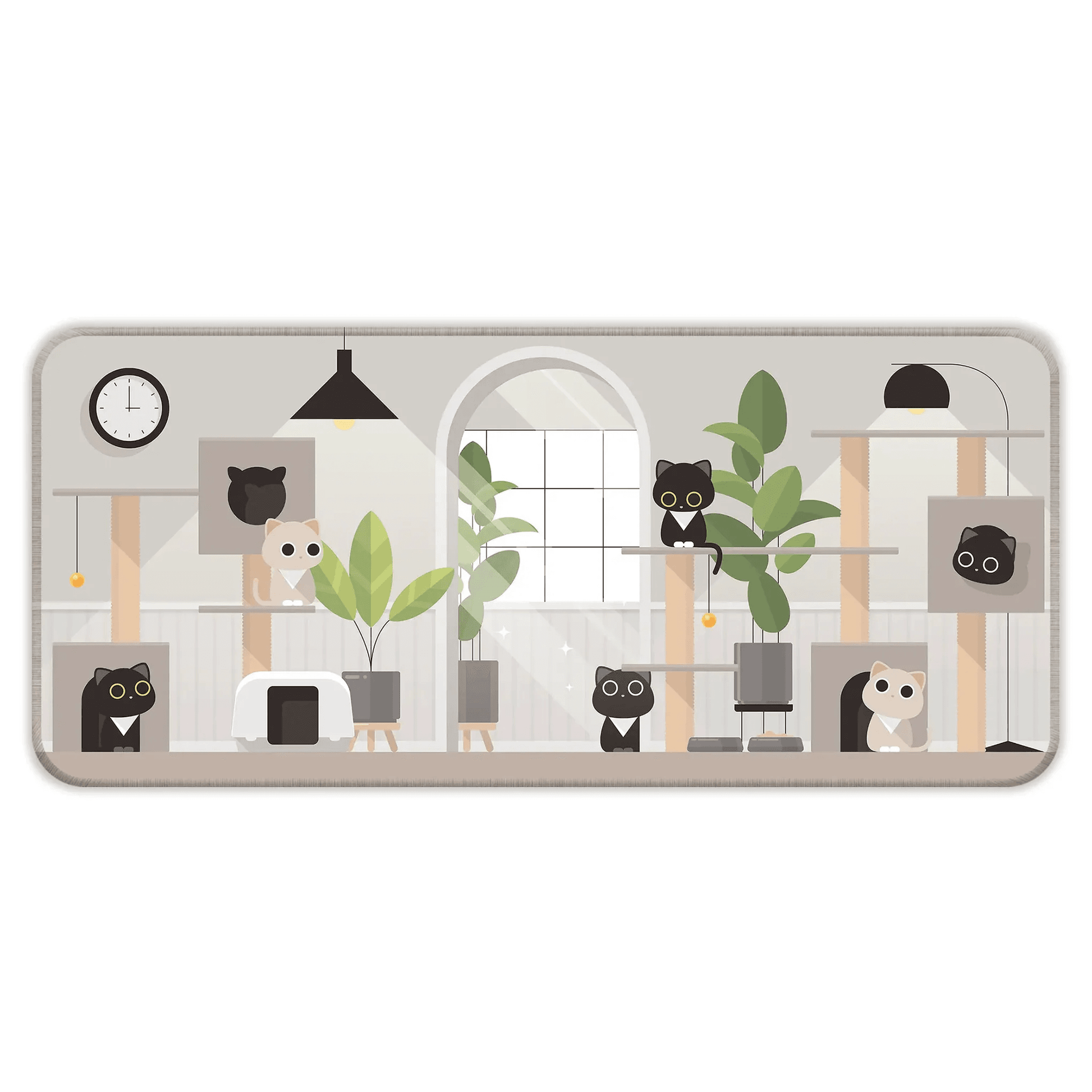 Playing Black Kittens - Grey - E-XL Mousepad image 0