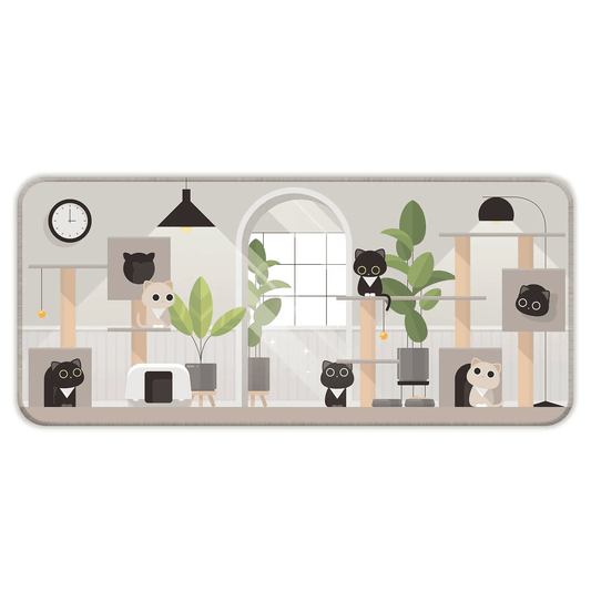 Playing Black Kittens - Grey - E-XL Mousepad image 0