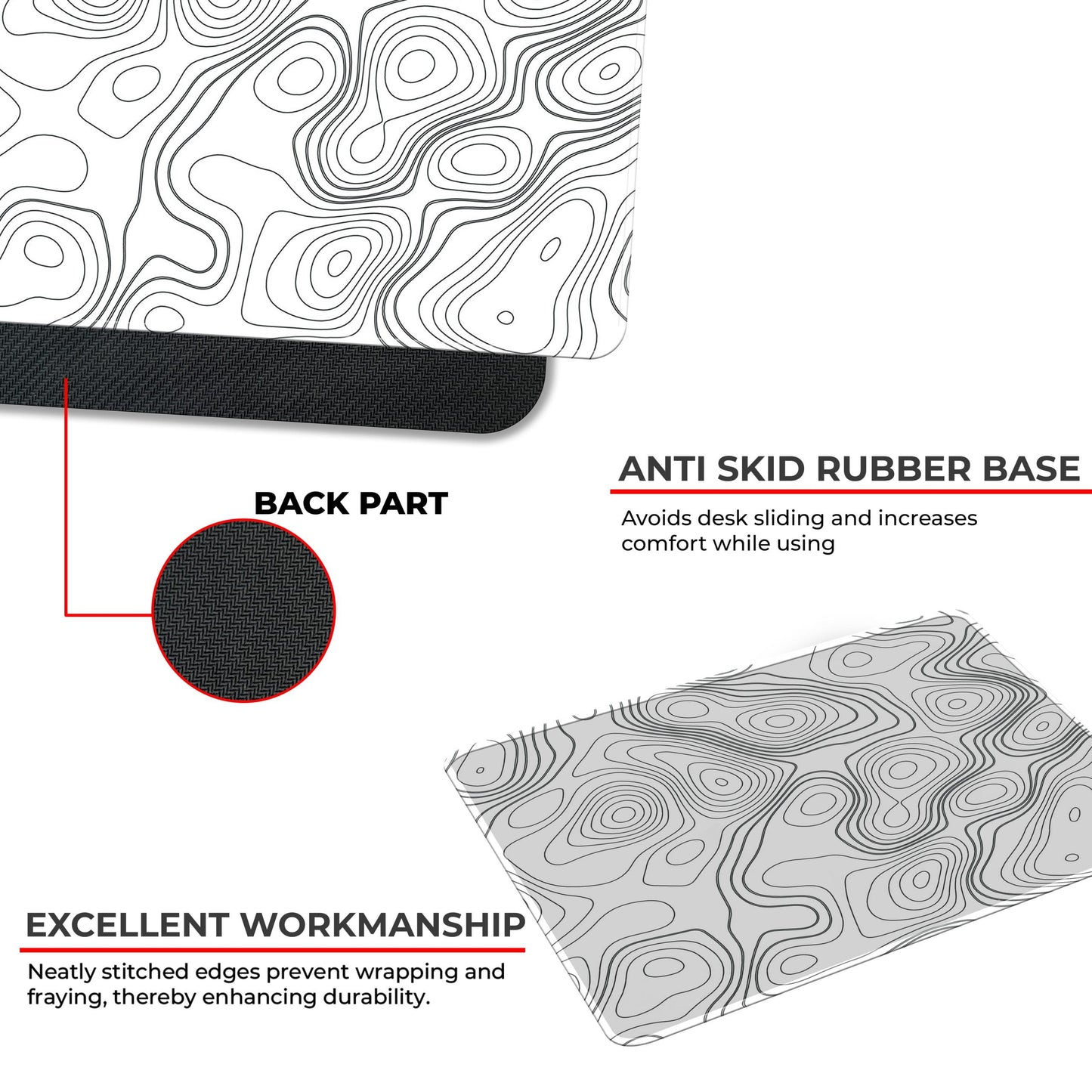 White Topography - S Size Mousepad image 3