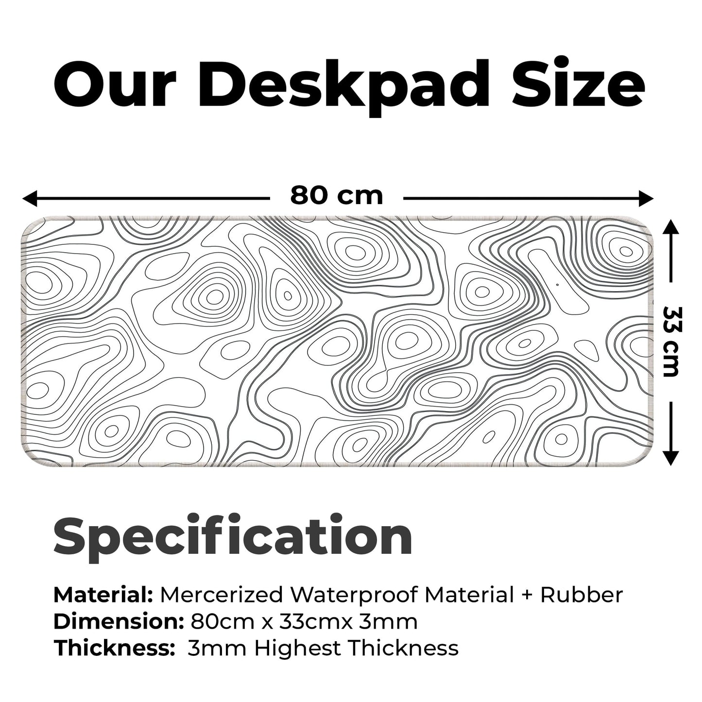White Topography - E-XL Mousepad image 1
