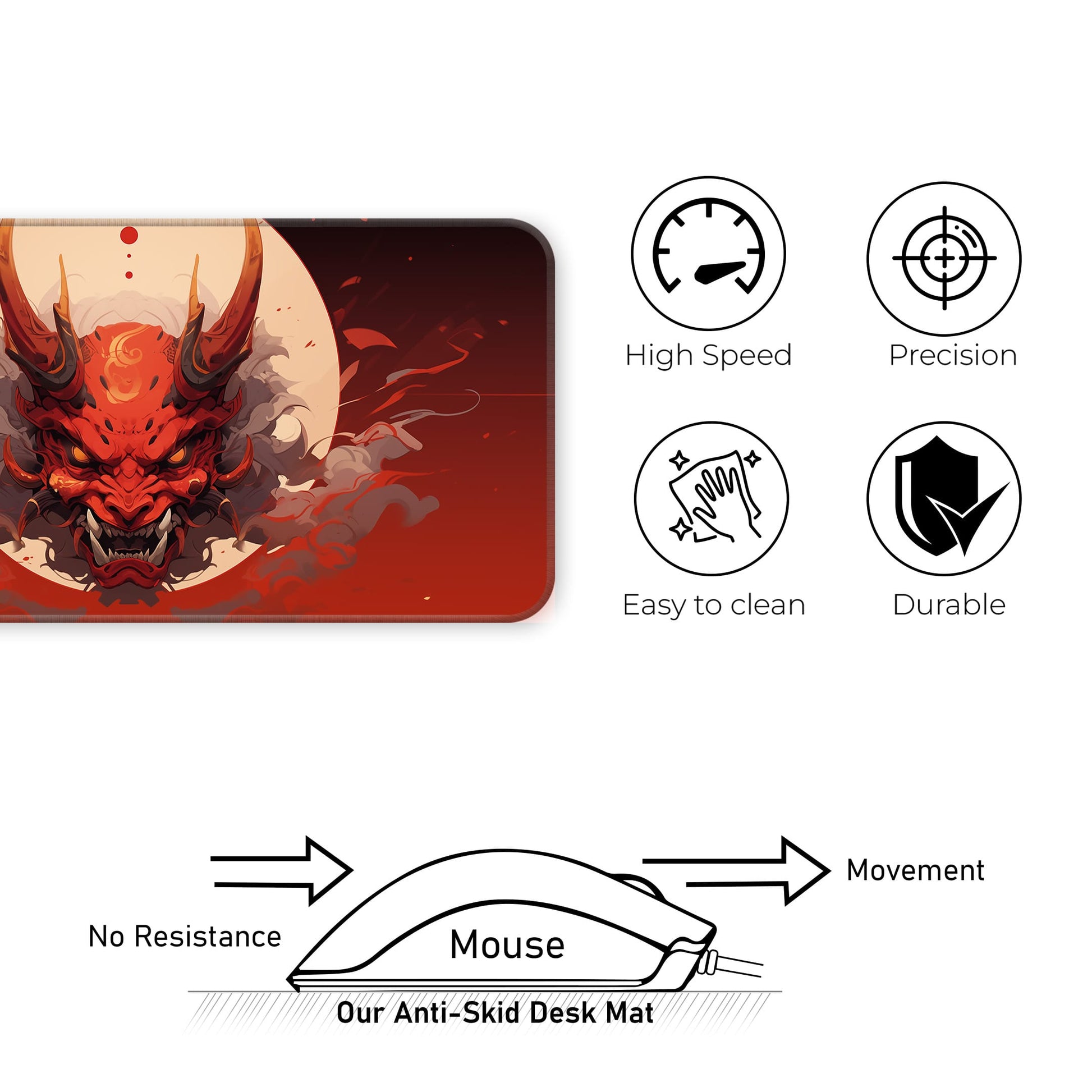 Oni Mask - Red - E-XL Mousepad image 3