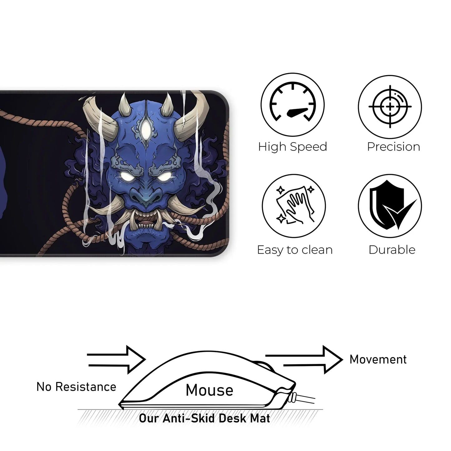 Demon Oni - Blue - E-XL Mousepad image 3