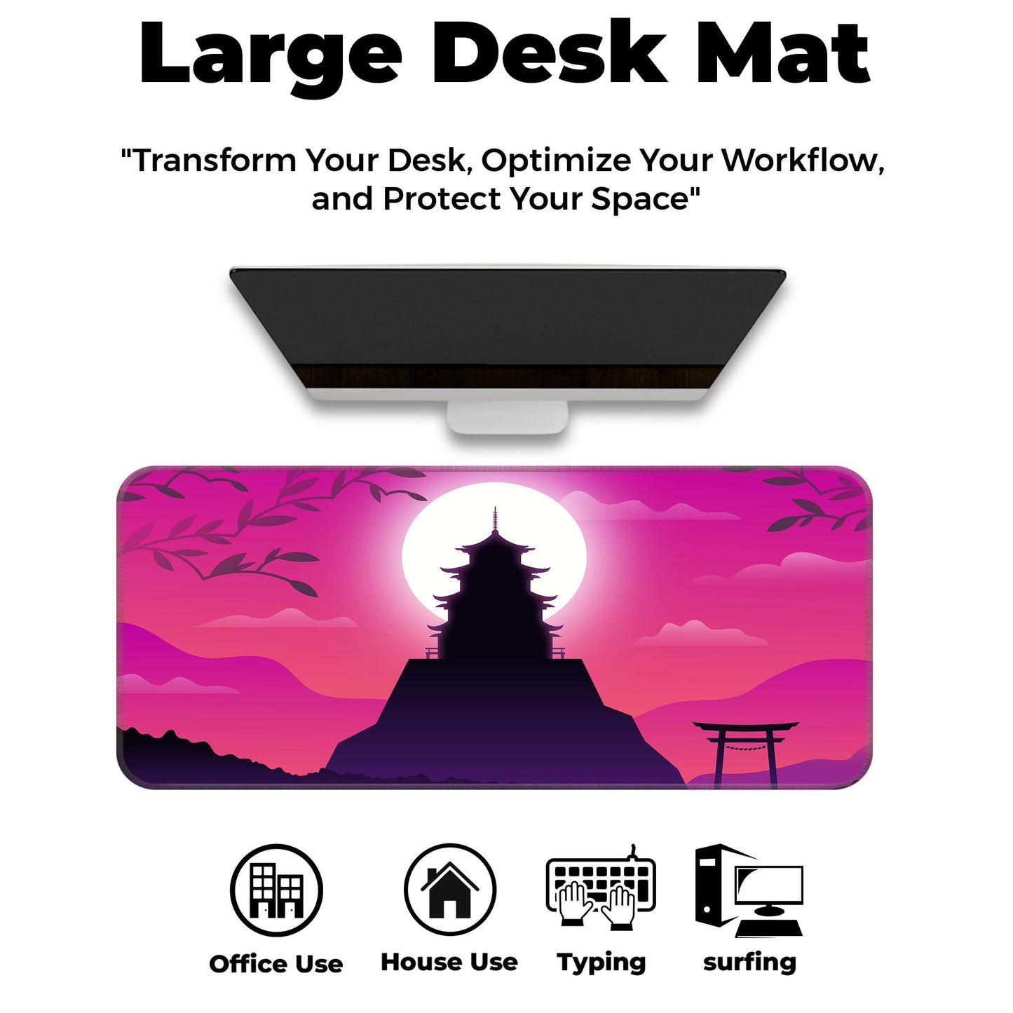 Pink Japanese Temple - E-XL Mousepad image 5