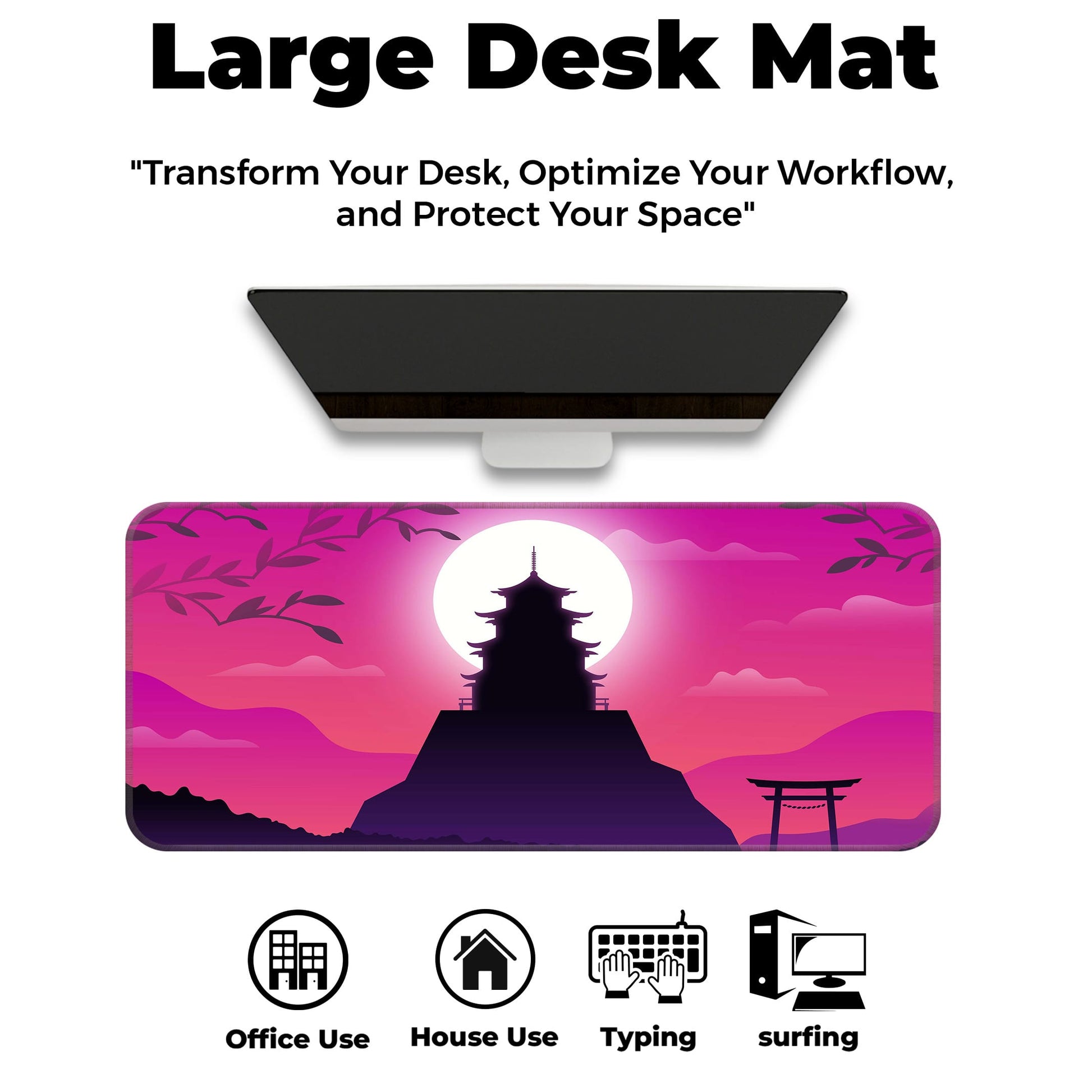 Pink Japanese Temple - E-XL Mousepad image 5