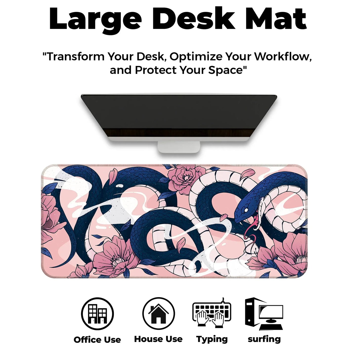 Sakura Snakes - Blue - E-XL Mousepad image 5