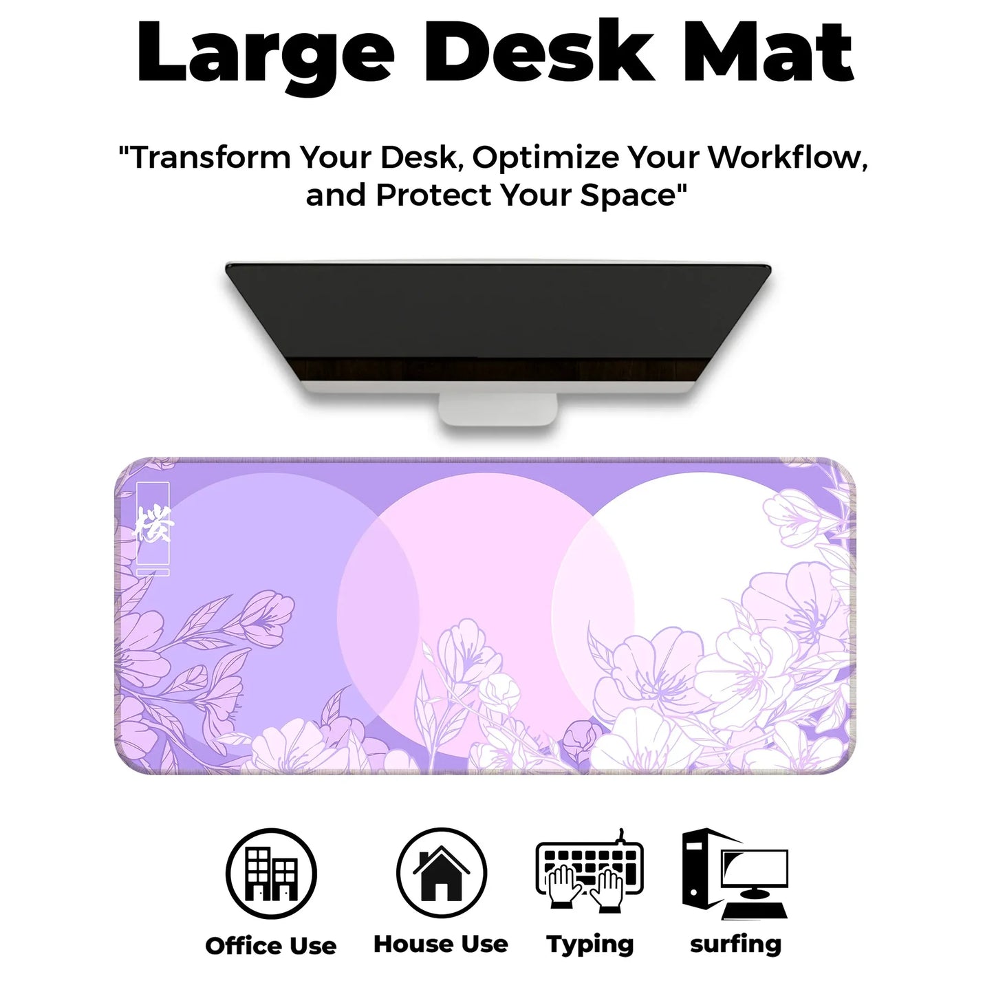 Sakura Circles - Lavender - E-XL Mousepad image 5