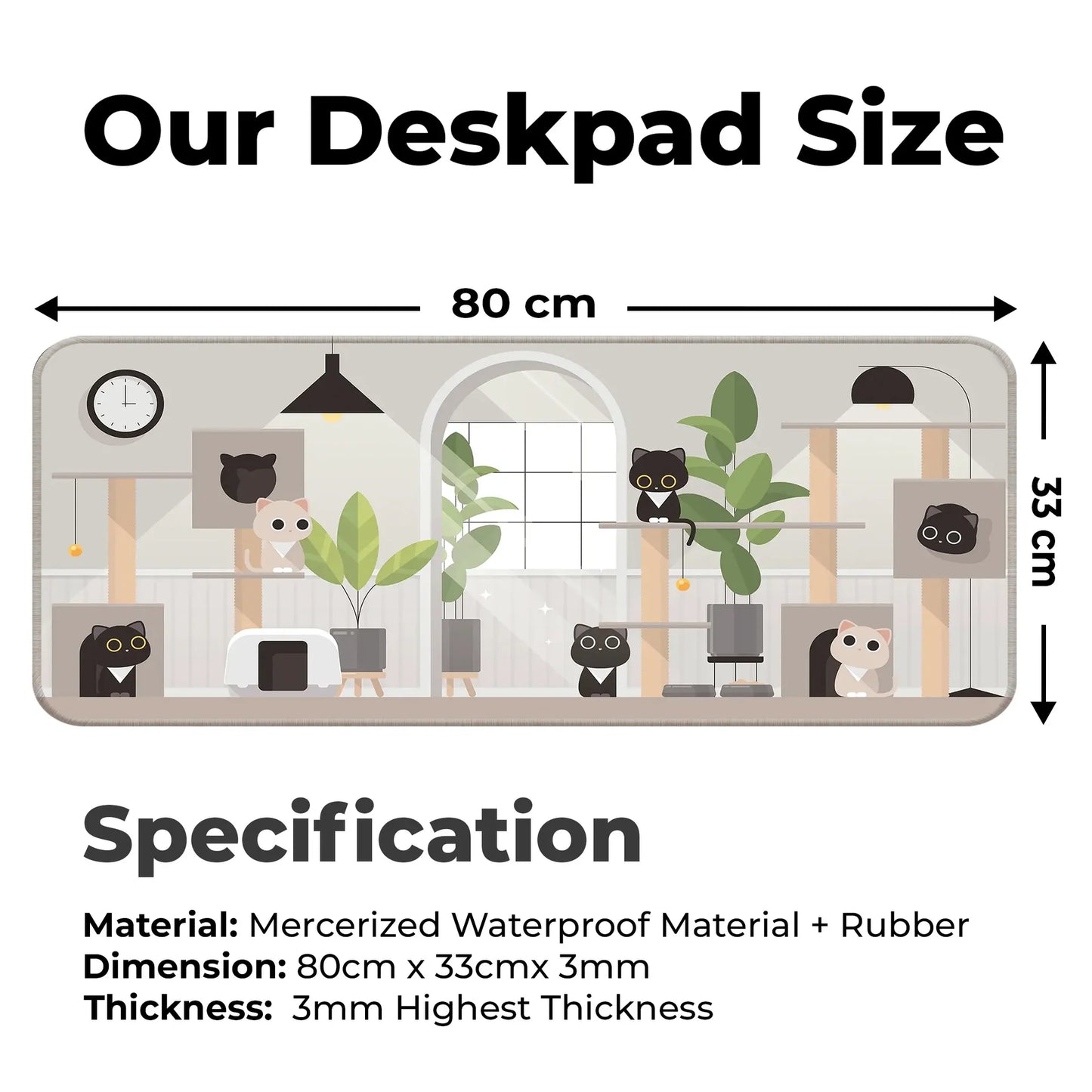 Playing Black Kittens - Grey - E-XL Mousepad image 1