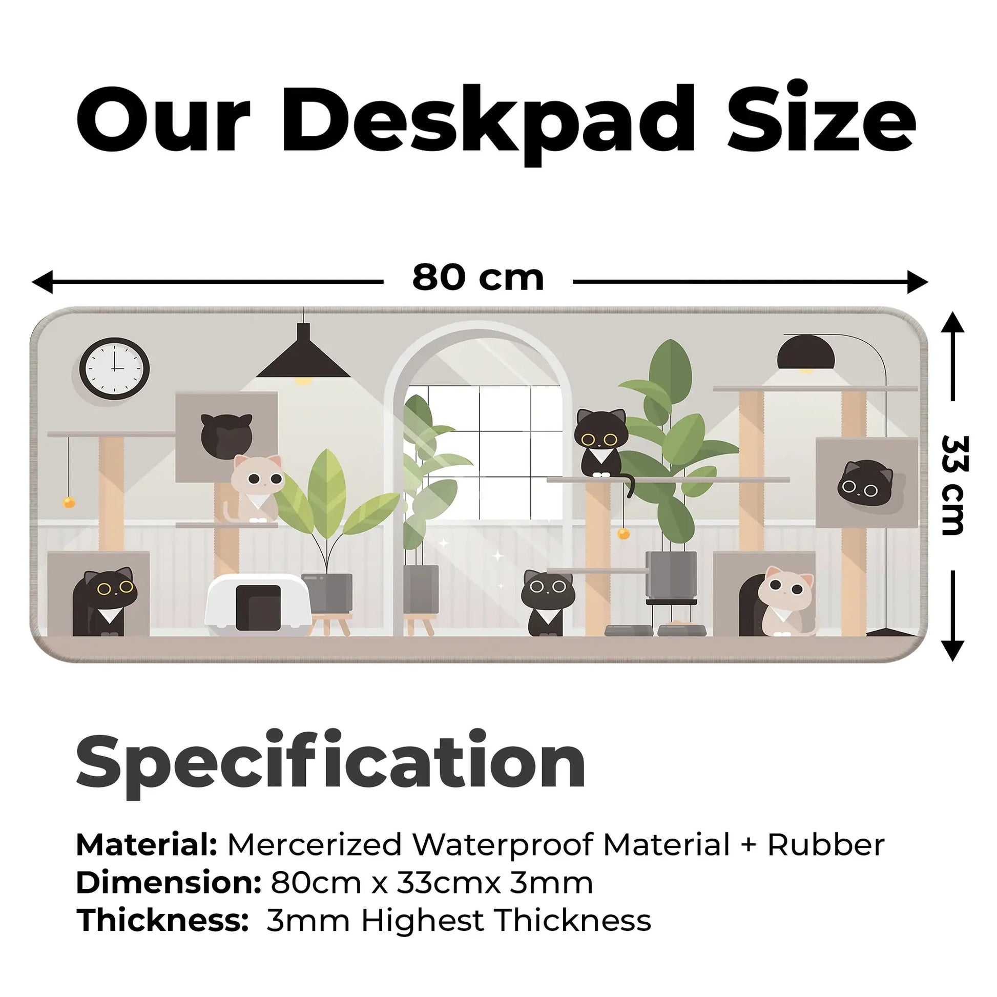 Playing Black Kittens - Grey - E-XL Mousepad image 1