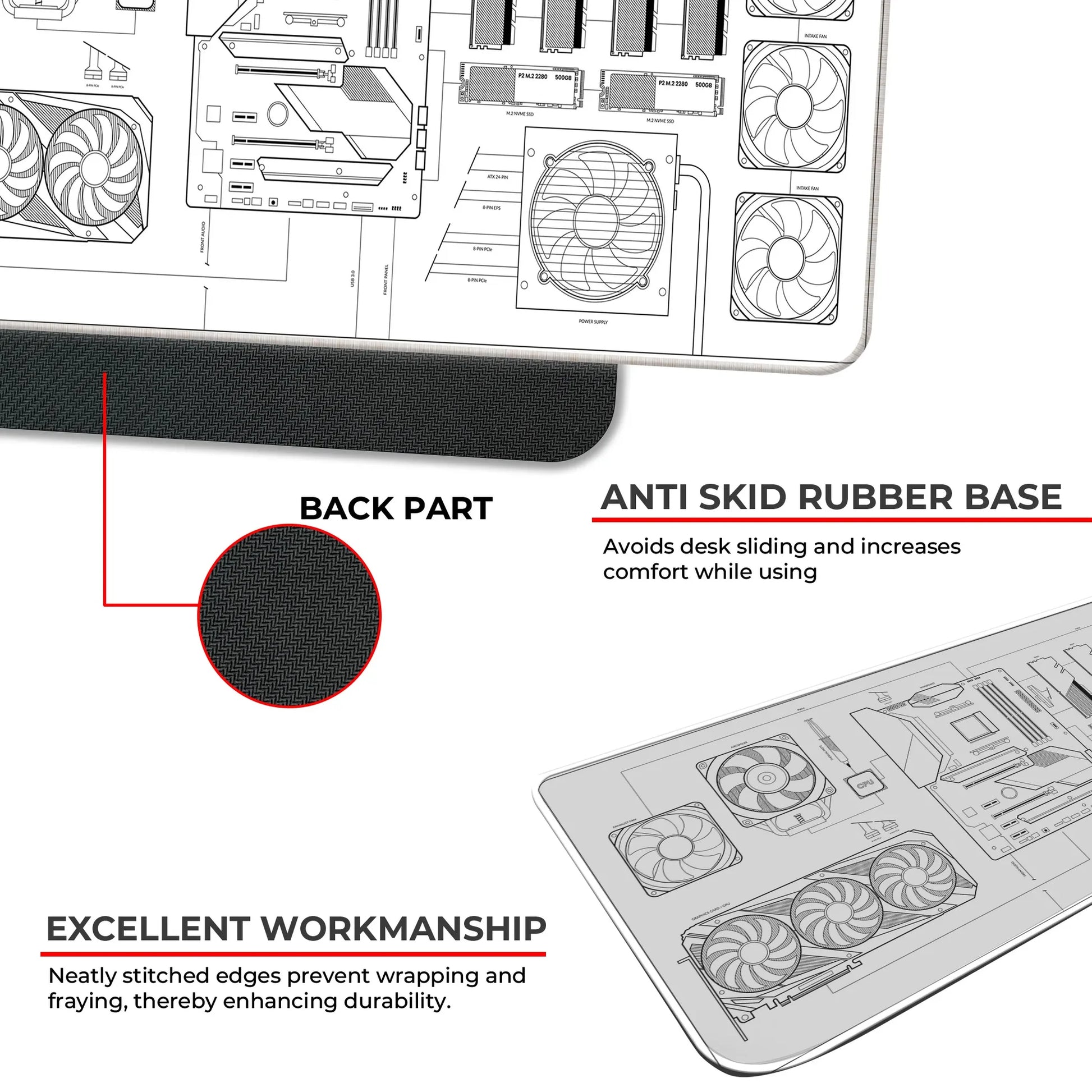 PC Building Guide - White - E-XL Mousepad image 2