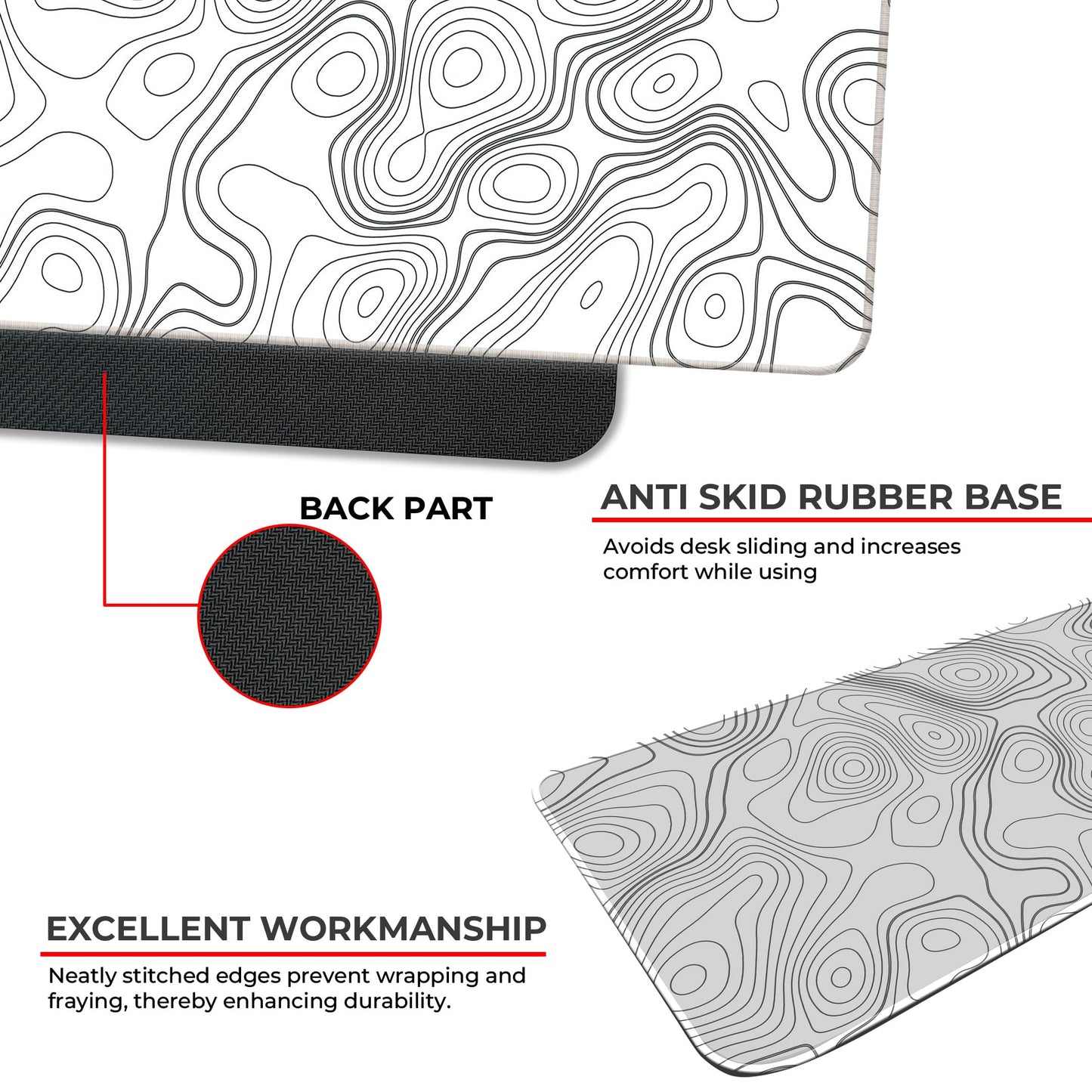 White Topography - E-XL Mousepad image 2