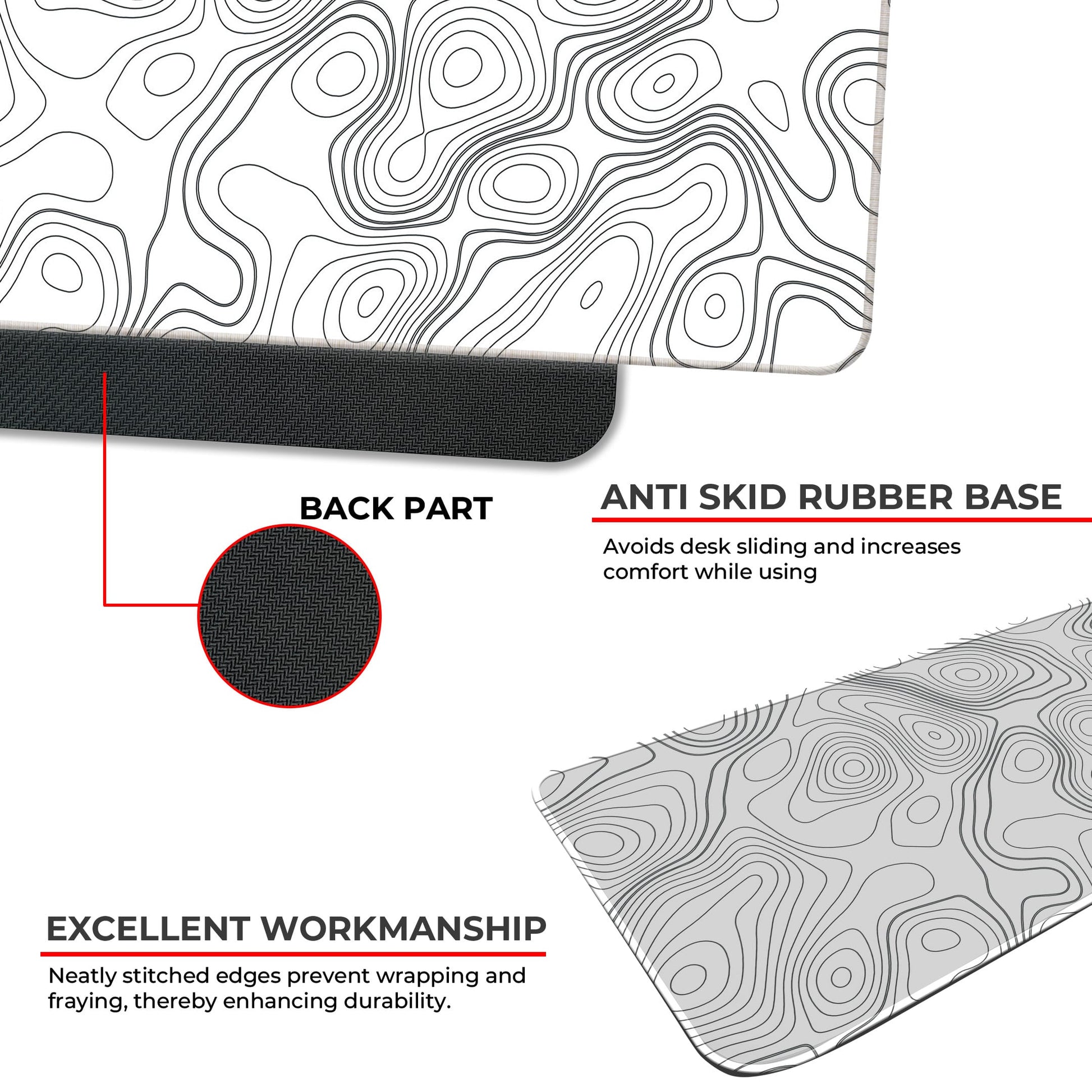 White Topography - E-XL Mousepad image 2