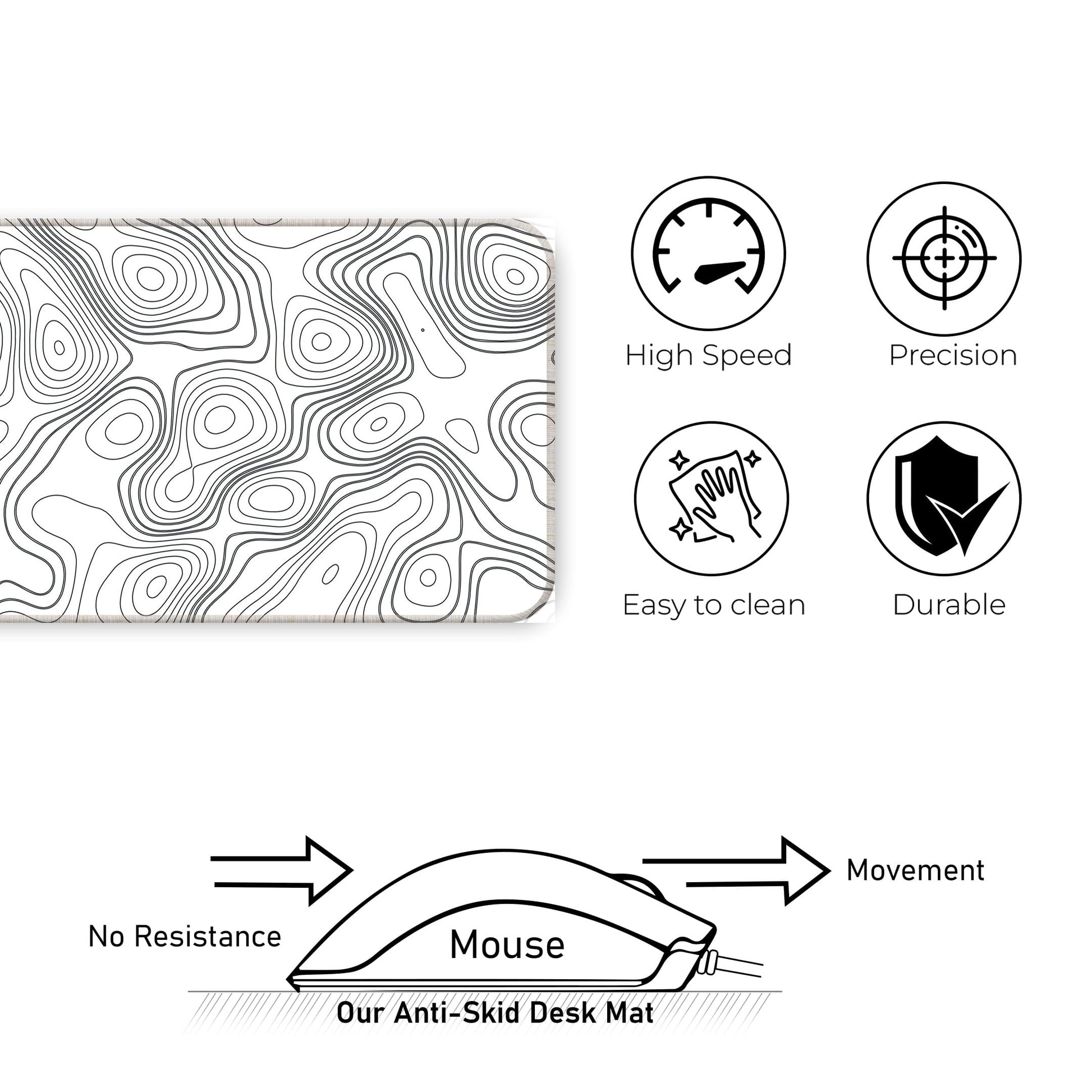White Topography - E-XL Mousepad image 3