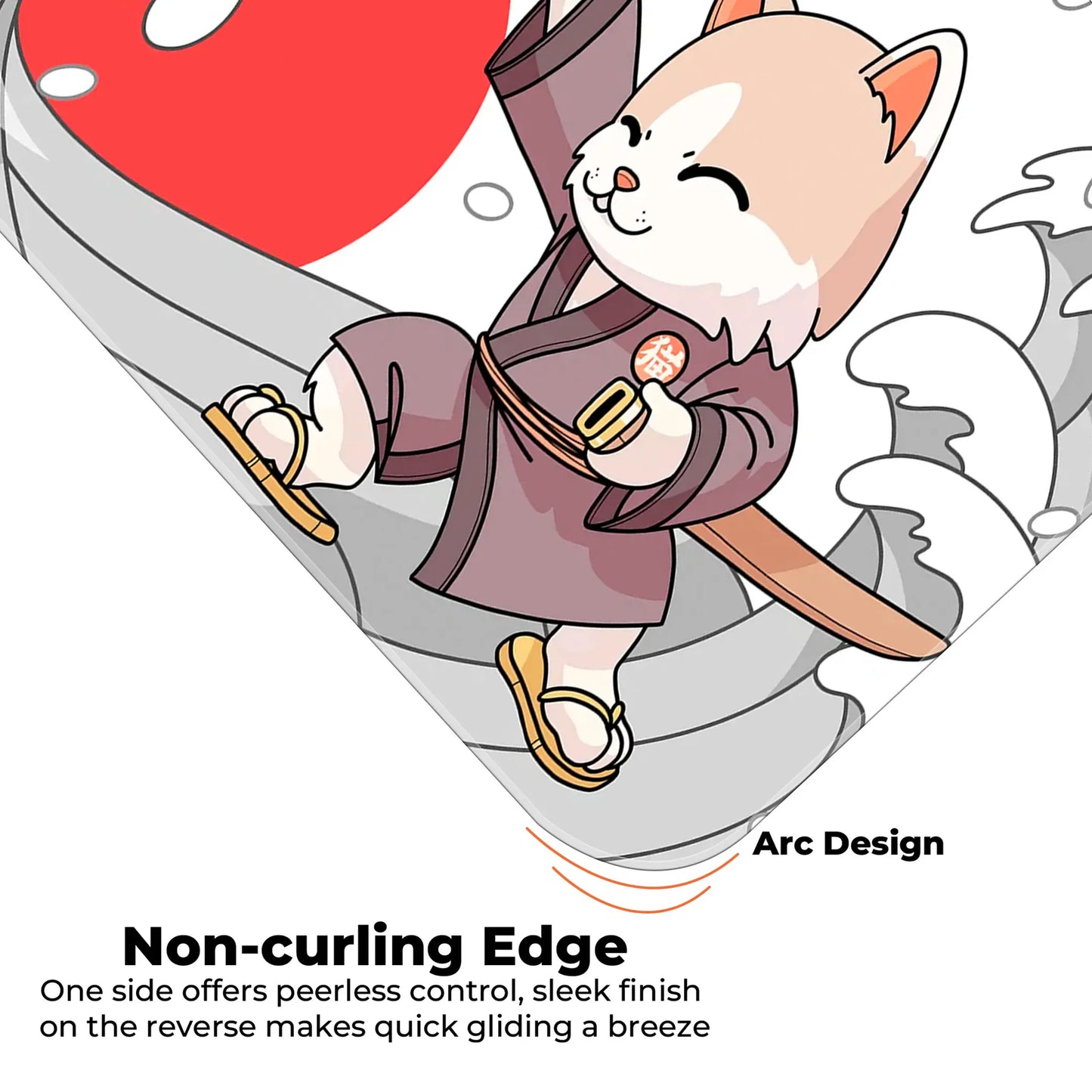 Japanese Cat - White - E-XL Mousepad image 4