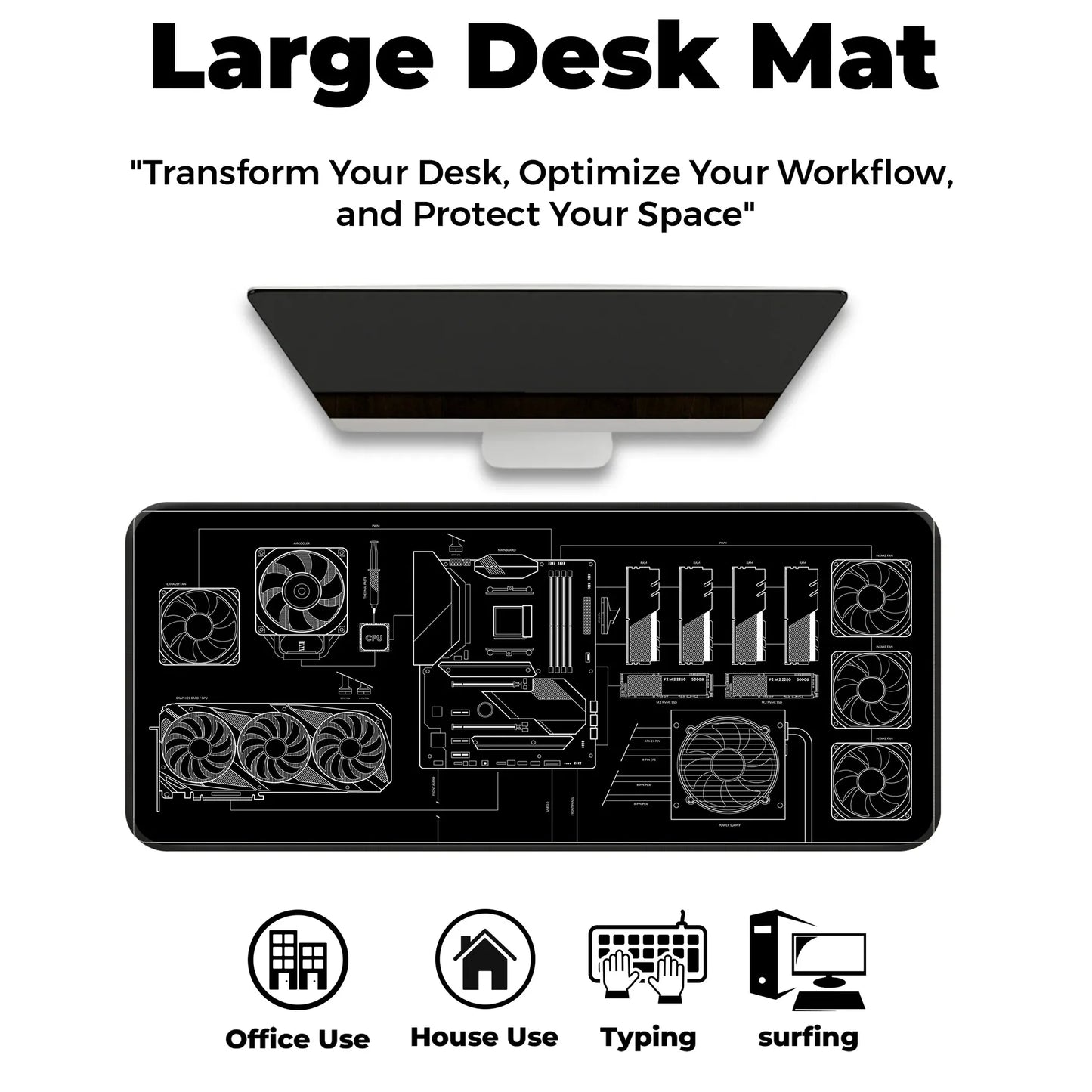 PC Building Guide - Black - E-XL Mousepad image 5