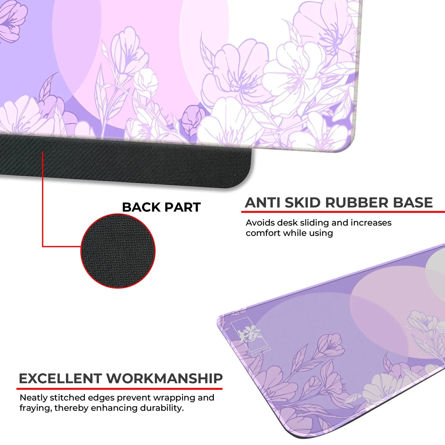 Sakura Circles - Lavender - E-XL Mousepad image 2