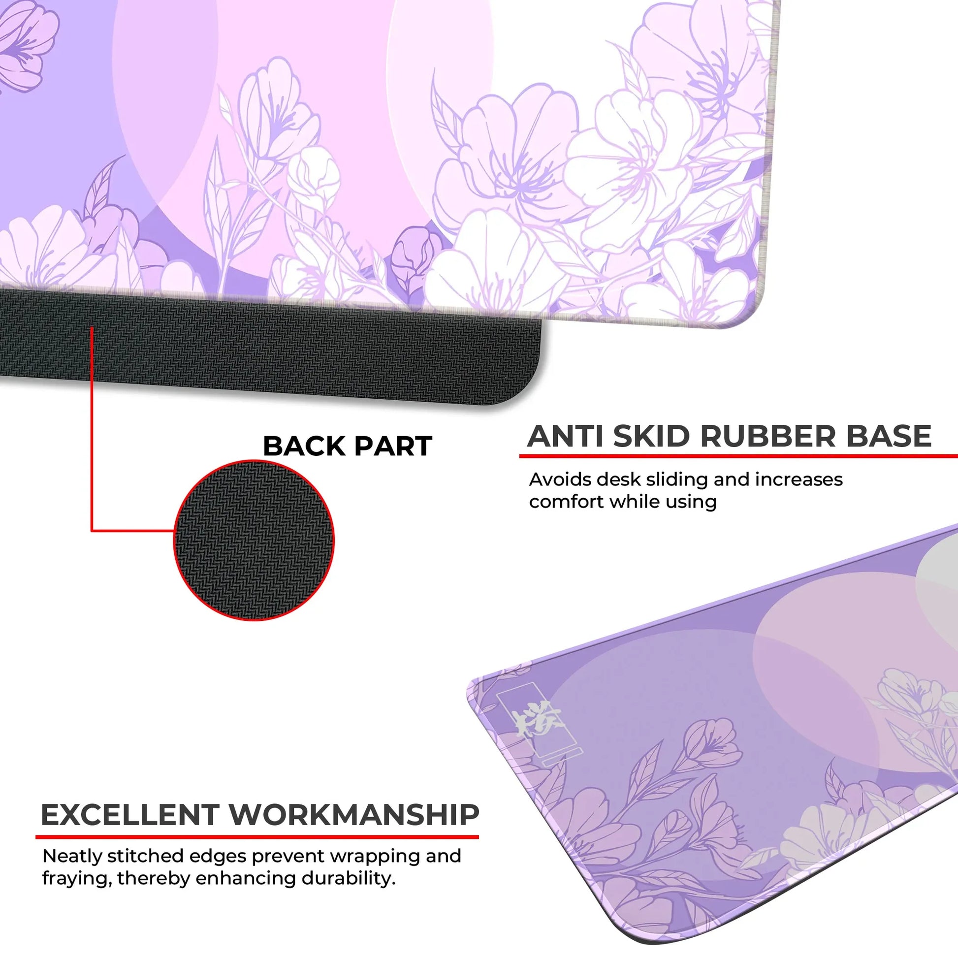 Sakura Circles - Lavender - E-XL Mousepad image 2