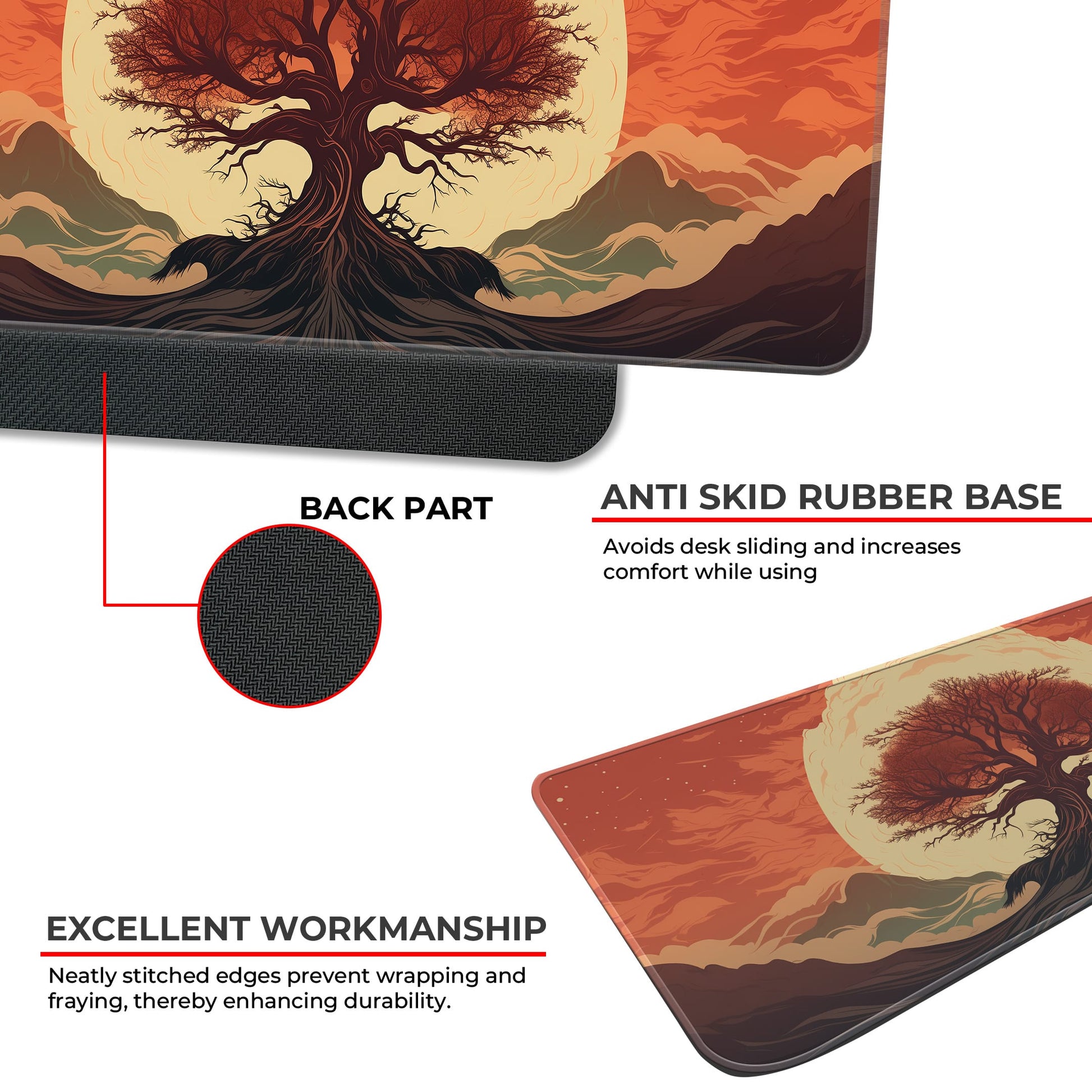 Red Tree Abstract - E-XL Mousepad image 2