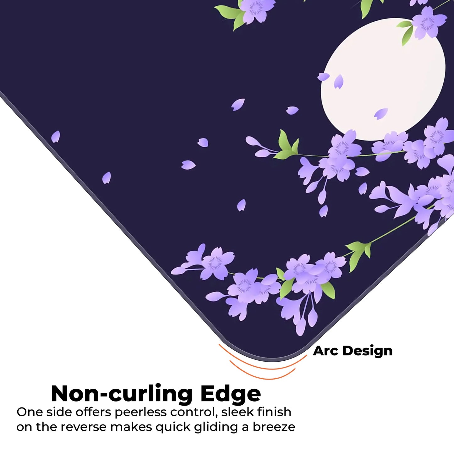 Sakura Petals Moon - Purple - E-XL Mousepad image 4