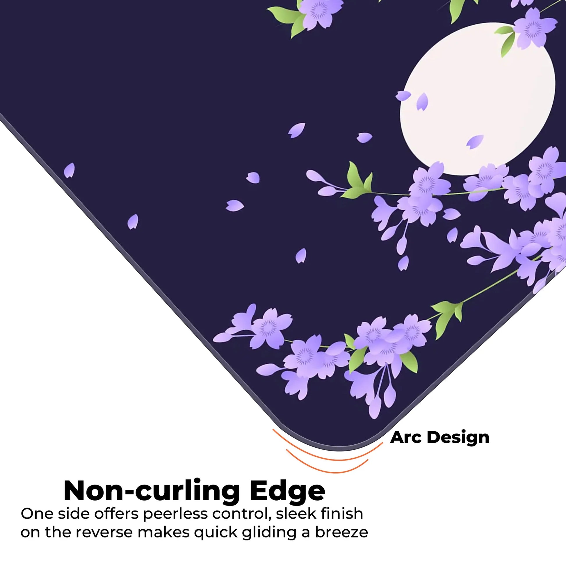 Sakura Petals Moon - Purple - E-XL Mousepad image 4