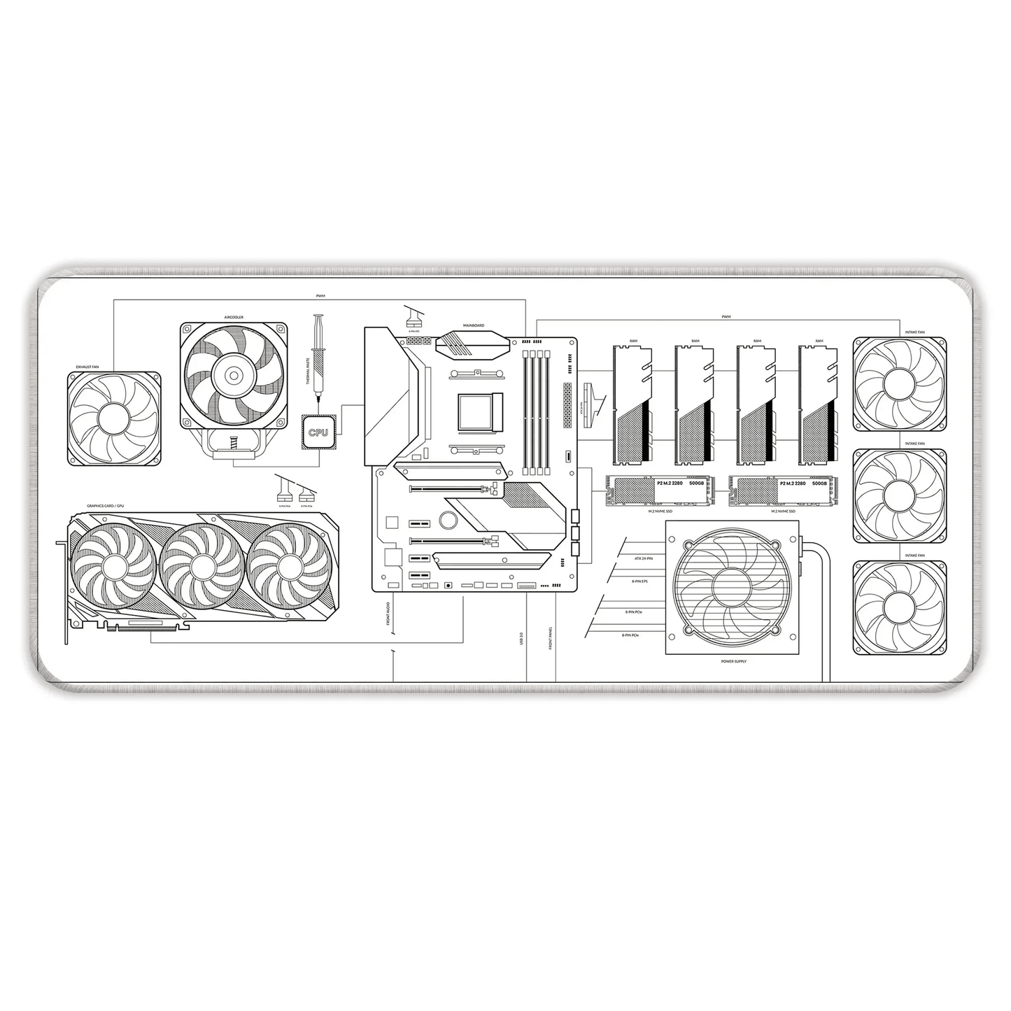PC Building Guide - White - E-XL Mousepad image 0