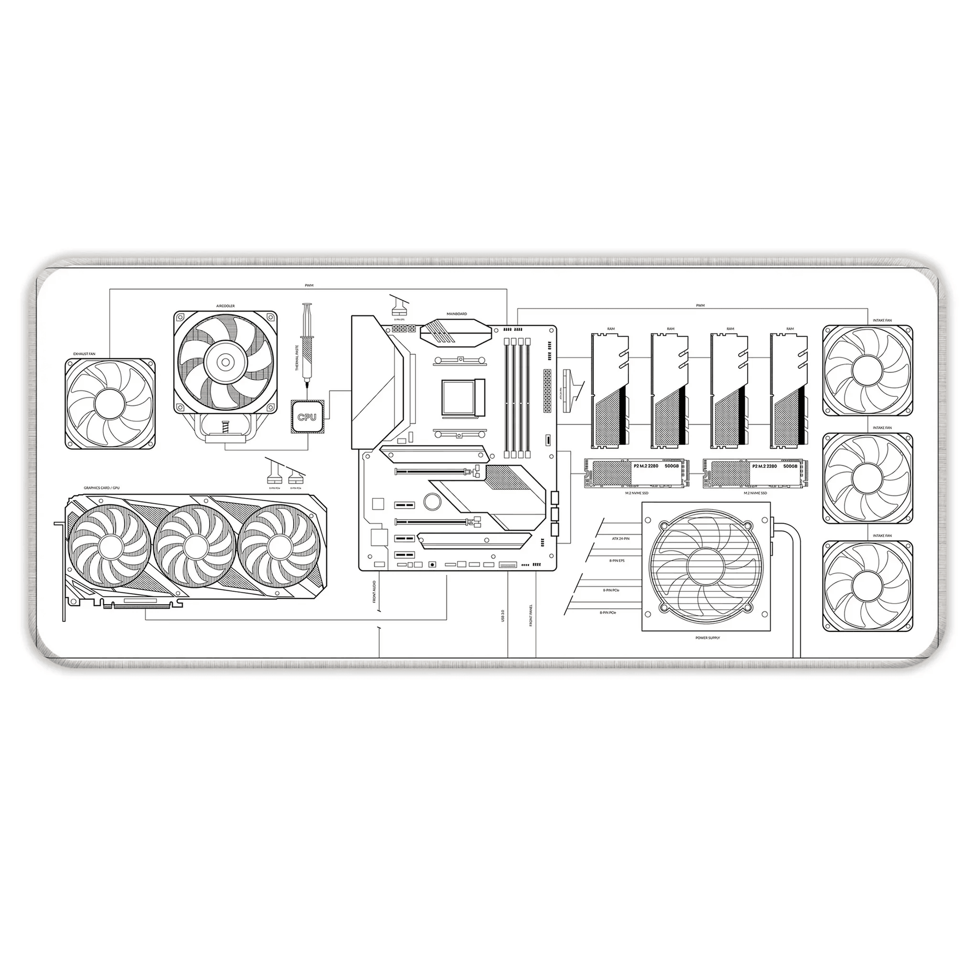 PC Building Guide - White - E-XL Mousepad image 0