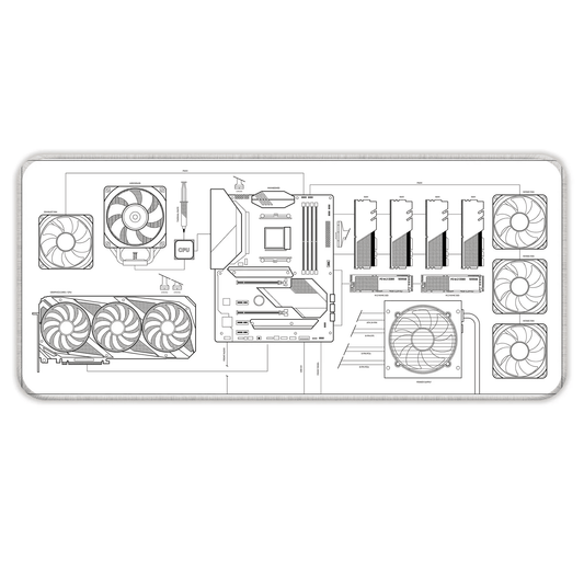 PC Building Guide - White - E-XL Mousepad image 0