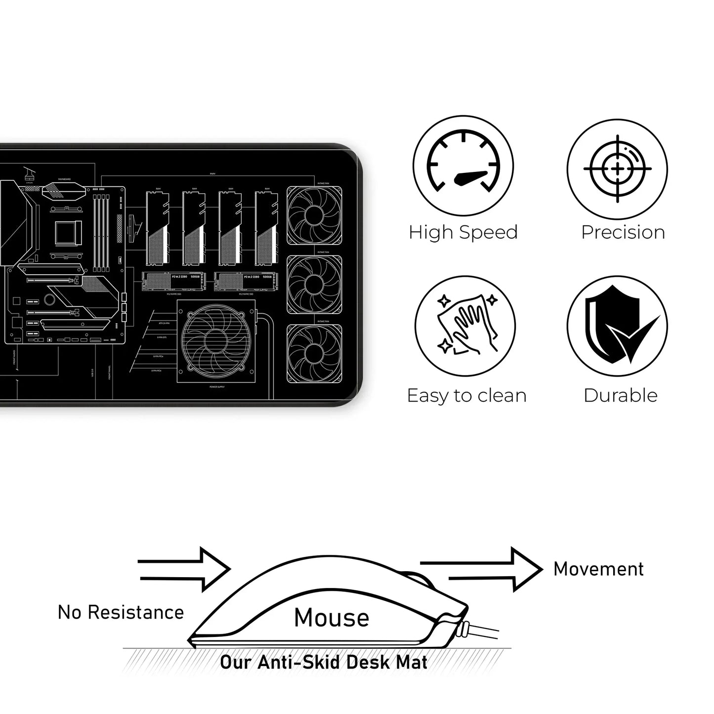 PC Building Guide - Black - E-XL Mousepad image 3