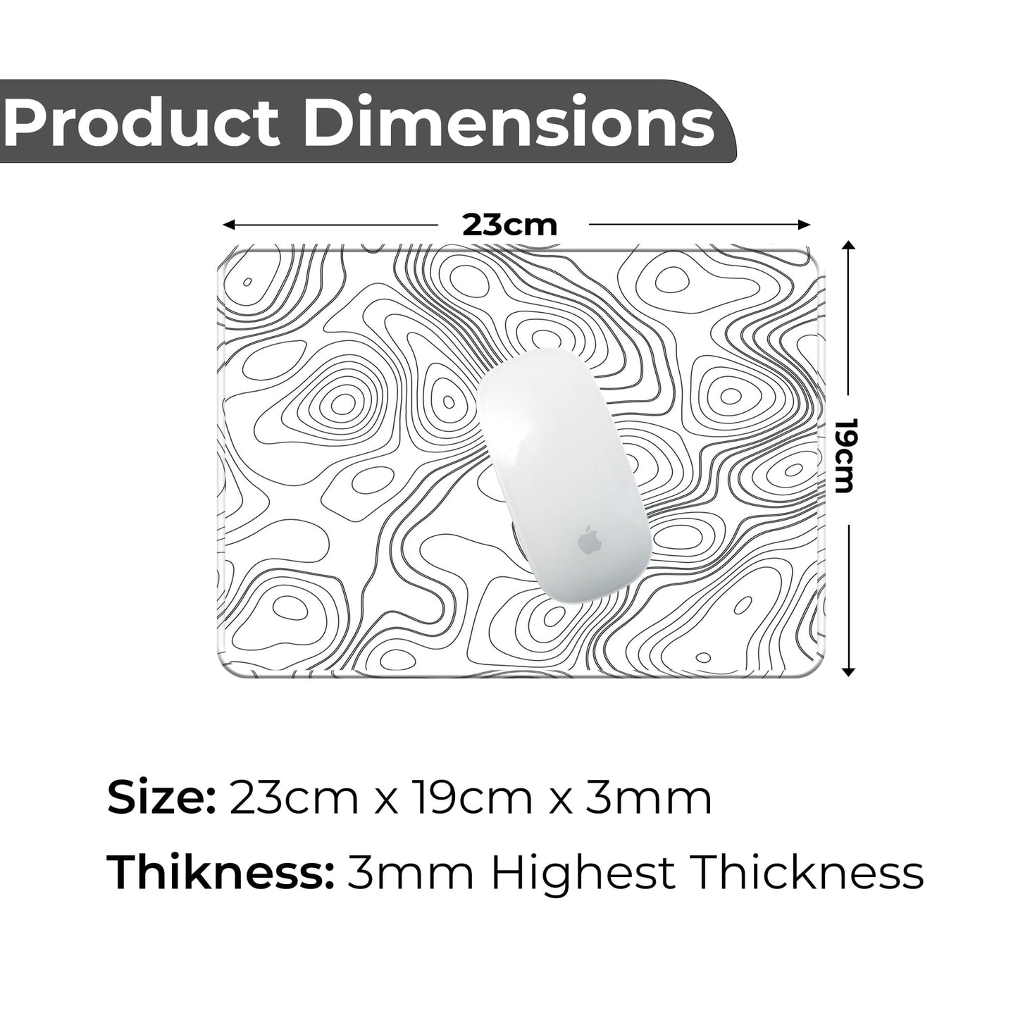 White Topography - S Size Mousepad image 1